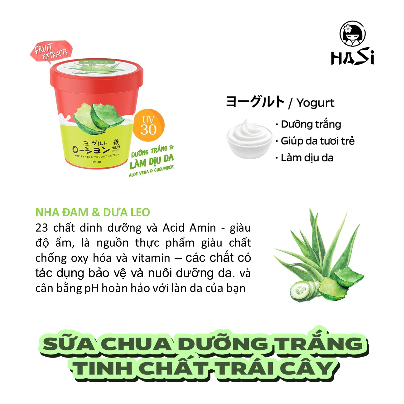 Alternative view of Kem Dưỡng Trắng Body Hasi Whitening Yogurt Lotion Uv30 - Chiết Xuất Yaua Và Trái Cây