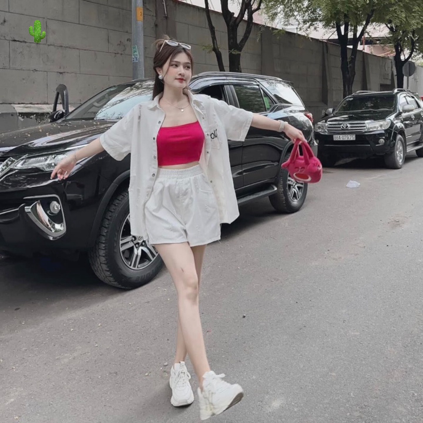 Alternative view of Set Đồ Nữ 3 Món Áo Sơ Mi Quần Short Áo Thun Nữ Vải Kate - Ausa House