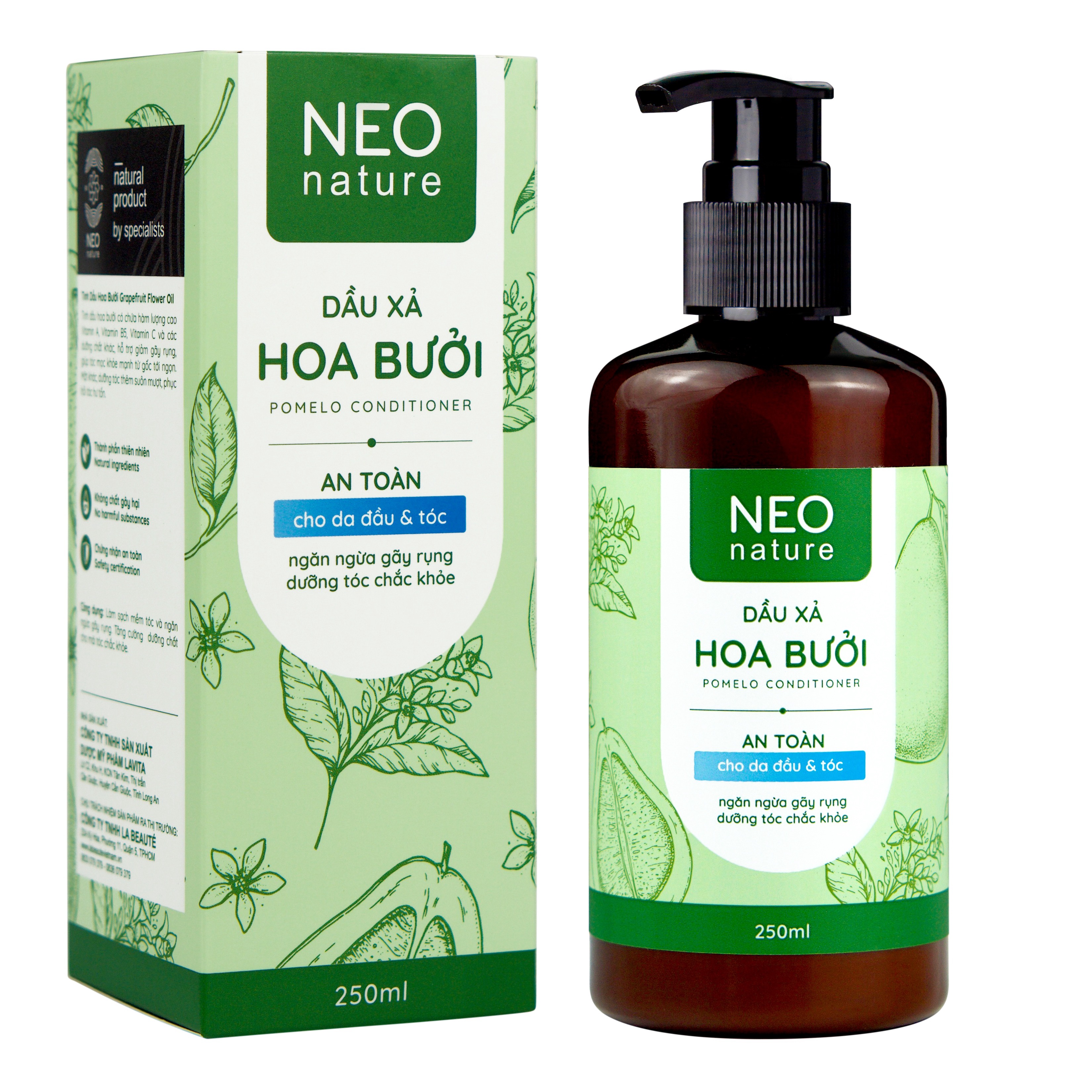 Dầu Xả Hoa Bưởi Giảm Gãy Rụng, Dưỡng Tóc Suôn Mượt Neonature 250ml - Neo Nature