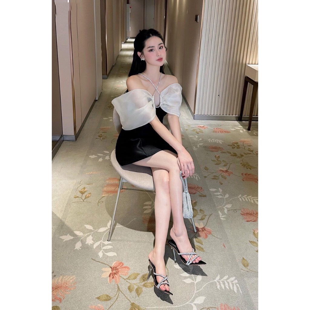 Alternative view of Đầm Dự Tiệc Phối Trễ Vai Chéo Cổ Rosa Dress - Vanass