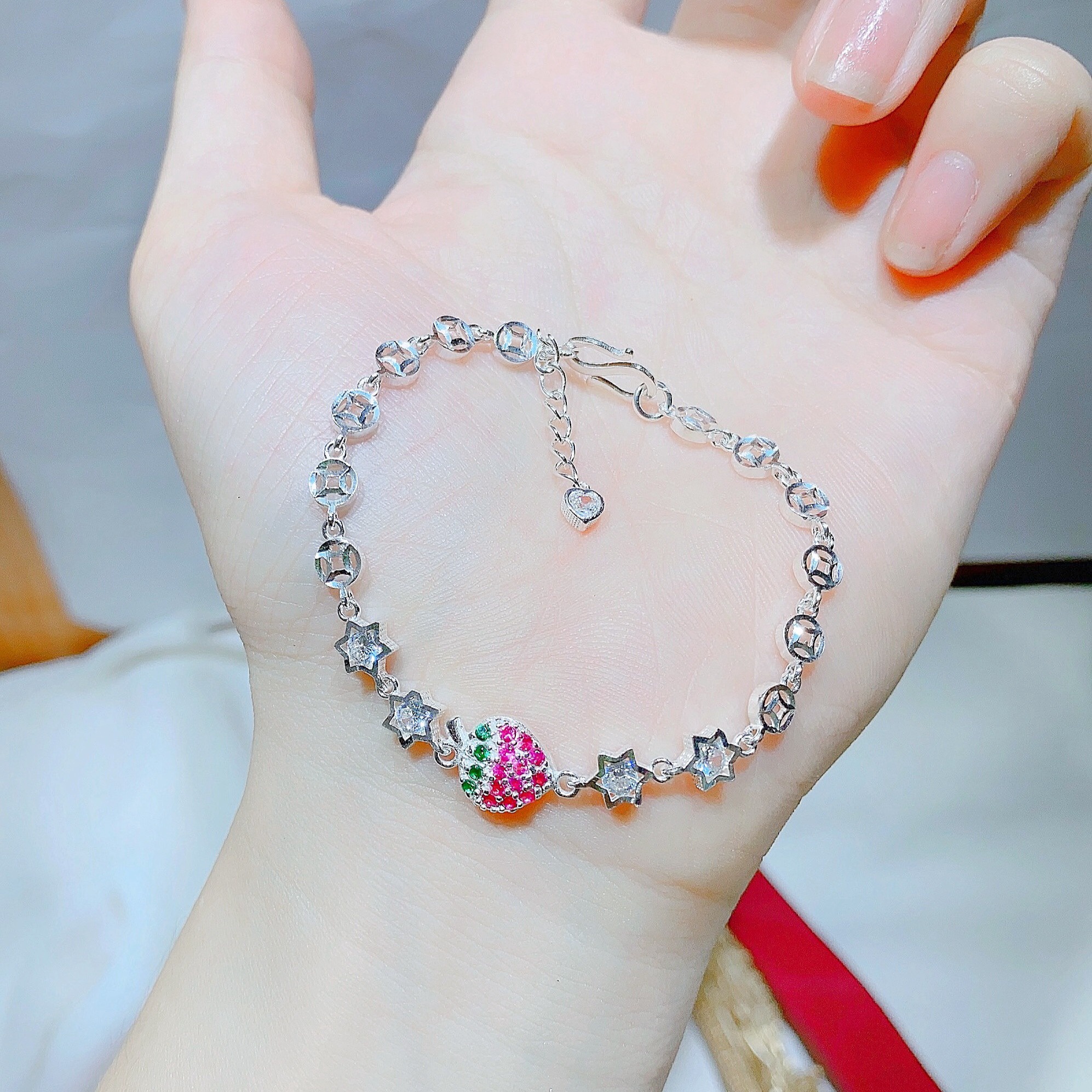 Lắc Tay Dâu Tây Hình Sao Bạc Ta Cao Cấp - Thắng Giang