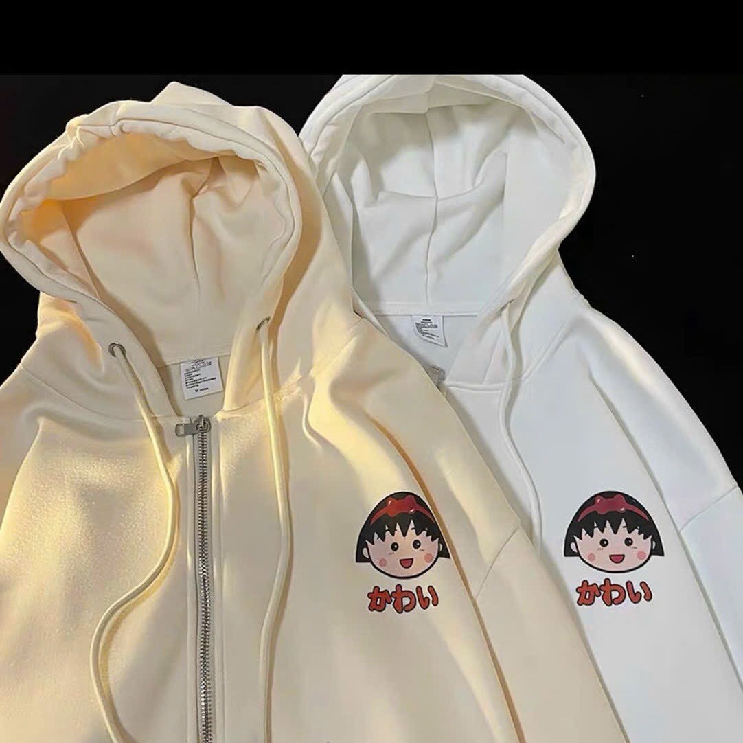 Áo Khoác Hoodie Nữ Có Dây Kéo Kèm Có Mũ 2 Lớp Chất Nỉ Logo Thêu Hình Mặt Bé Gái Siêu Cute Đáng Yêu Hot Trend-htm Fashion