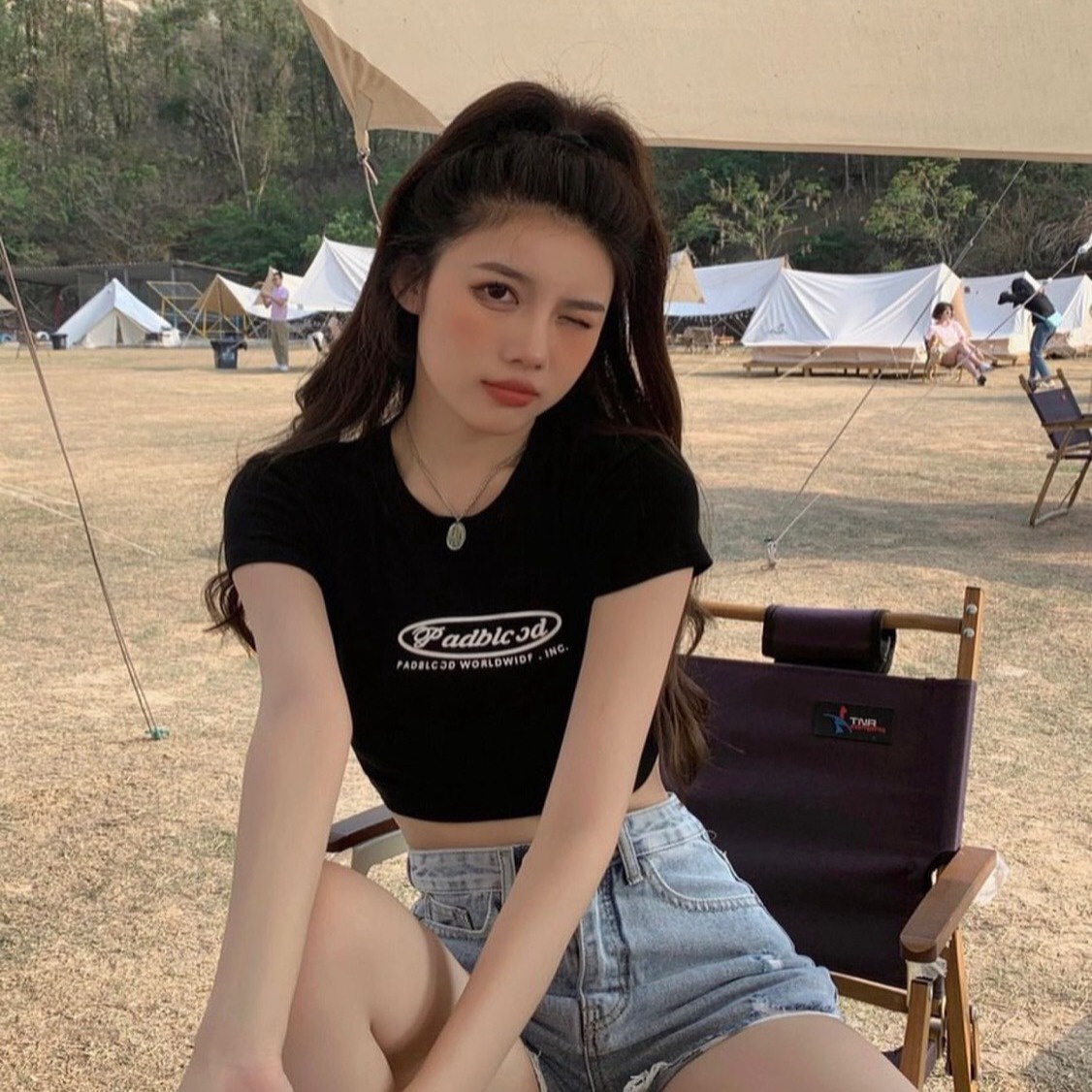 Alternative view of Áo Thun Nữ Croptop Cổ Tròn Tay Ngắn Padblood - Ausa House
