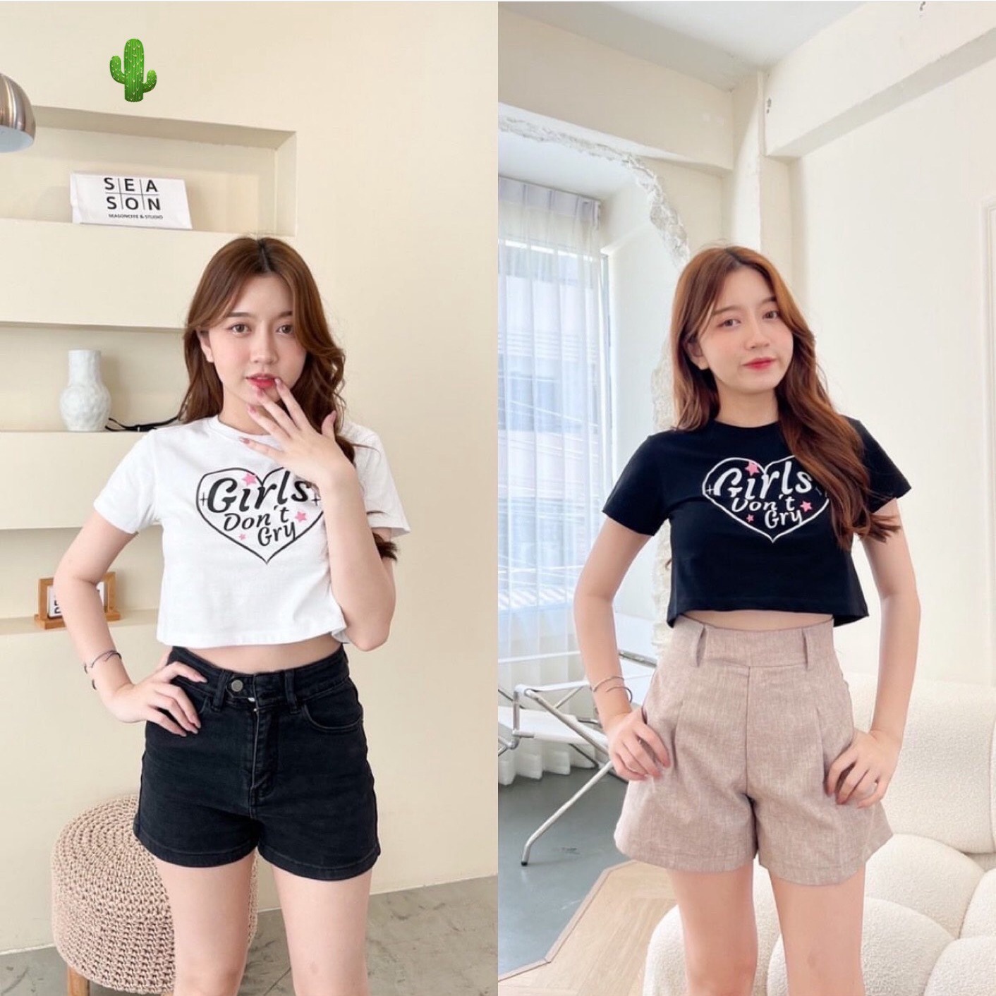 Alternative view of Áo Thun Nữ Croptop Cổ Tròn Tay Ngắn Girls Don't Cry - Ausa House