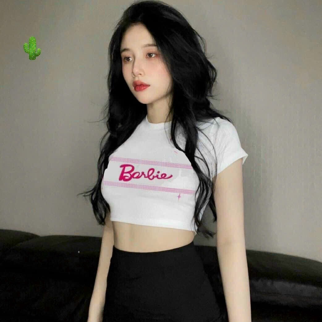 Alternative view of Áo Thun Nữ Croptop Cổ Tròn Tay Ngắn Barbie - Ausa House
