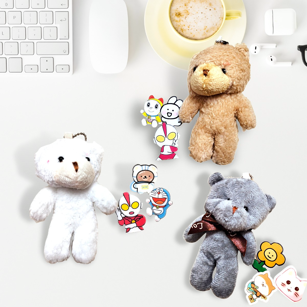 [bộ Phụ Kiện 4 Món] 1 Móc Gấu Treo, 3 Sticker Mica Ghim Balo, Túi Xách - Jerry