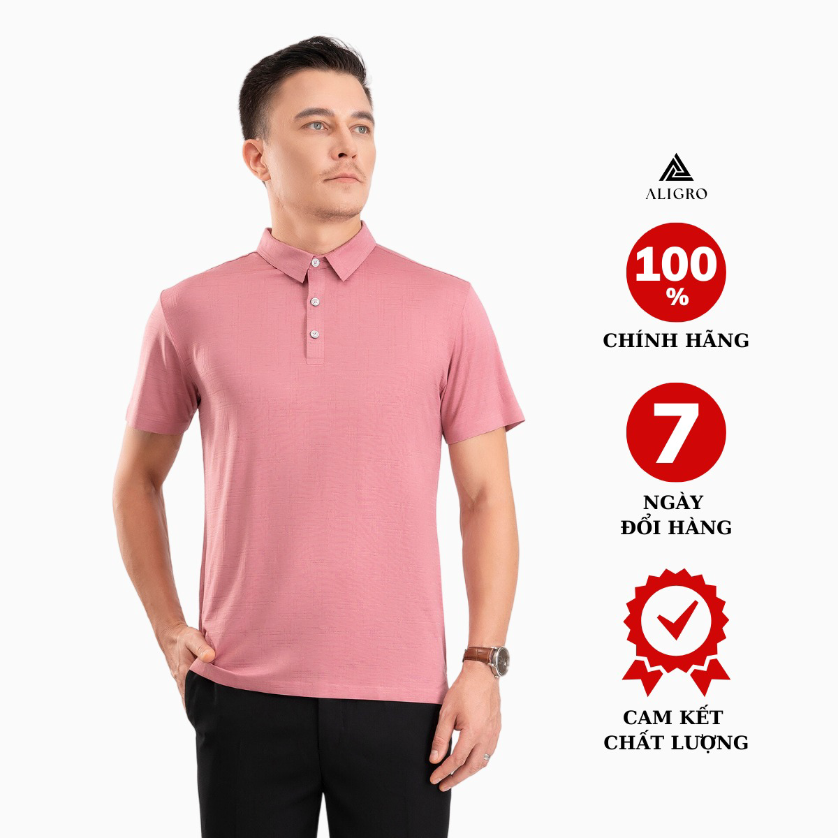 Áo Polo Golf Nam Ngắn Tay Chất Vải Coolmax Dệt Line Phẩy Màu Vỏ Đổ Năng Động Algplo123 - Aligro