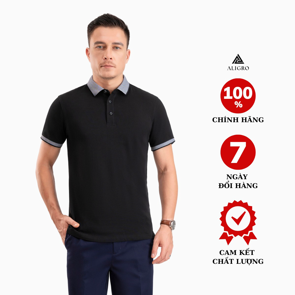 Áo Polo Nam Ngắn Tay Aligro Chất Liệu Cvc Mềm Mịn, Co Giãn, Thấm Hút Mồ Hôi Algplo91 - Aligro