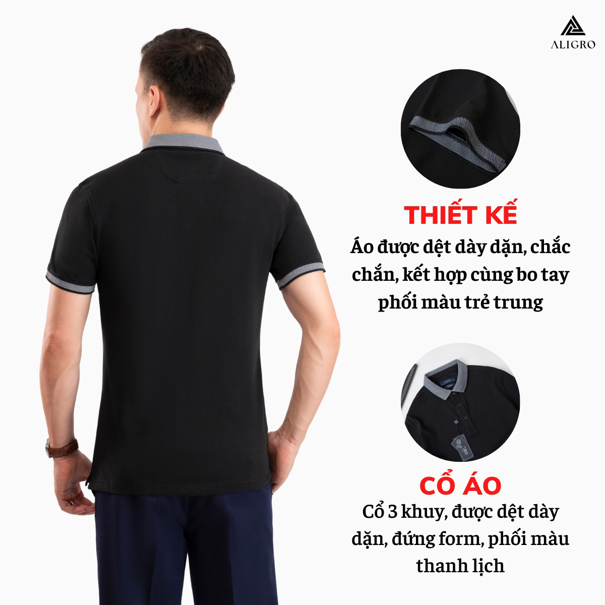 Alternative view of Áo Polo Nam Ngắn Tay Aligro Chất Liệu Cvc Mềm Mịn, Co Giãn, Thấm Hút Mồ Hôi Algplo91 - Aligro