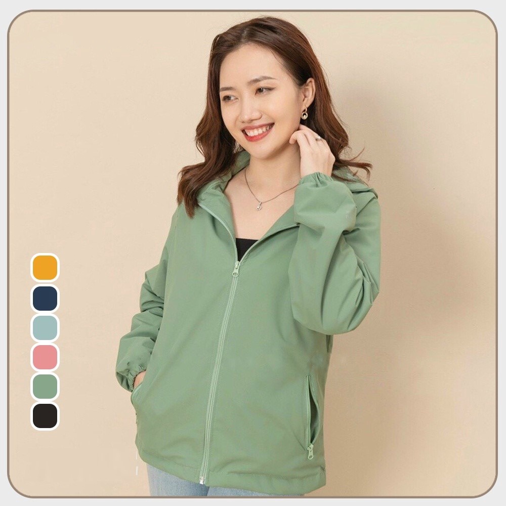 Áo Khoác Gió Nữ 2 Lớp Trơn Chống Nước, Mũ Có Thể Tháo Rời Kiểu Dáng Thể Thao Sldcg02 - Diepchi Fashion