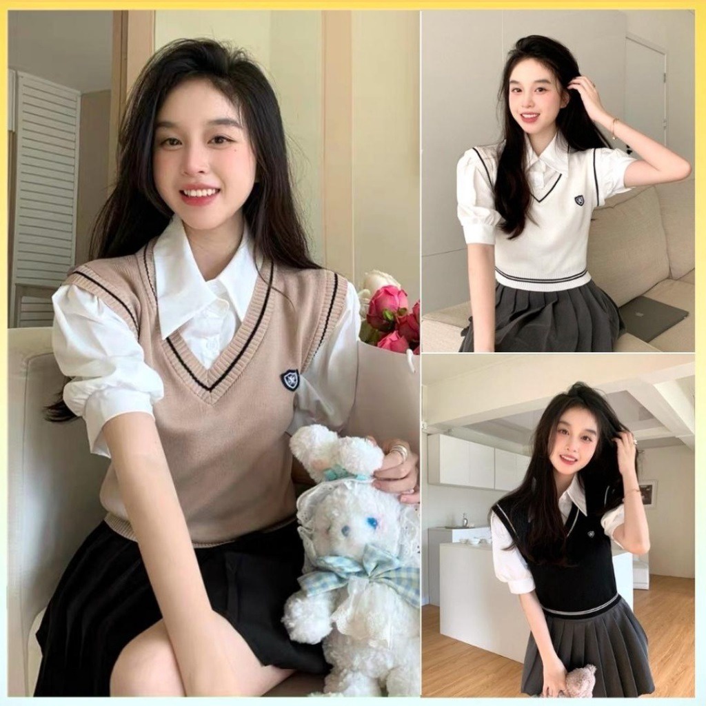 Áo Len Gile Cổ Phối Viền Dáng Croptop Trẻ Trung, Năng Động Sldca205 - Diepchi Fashion