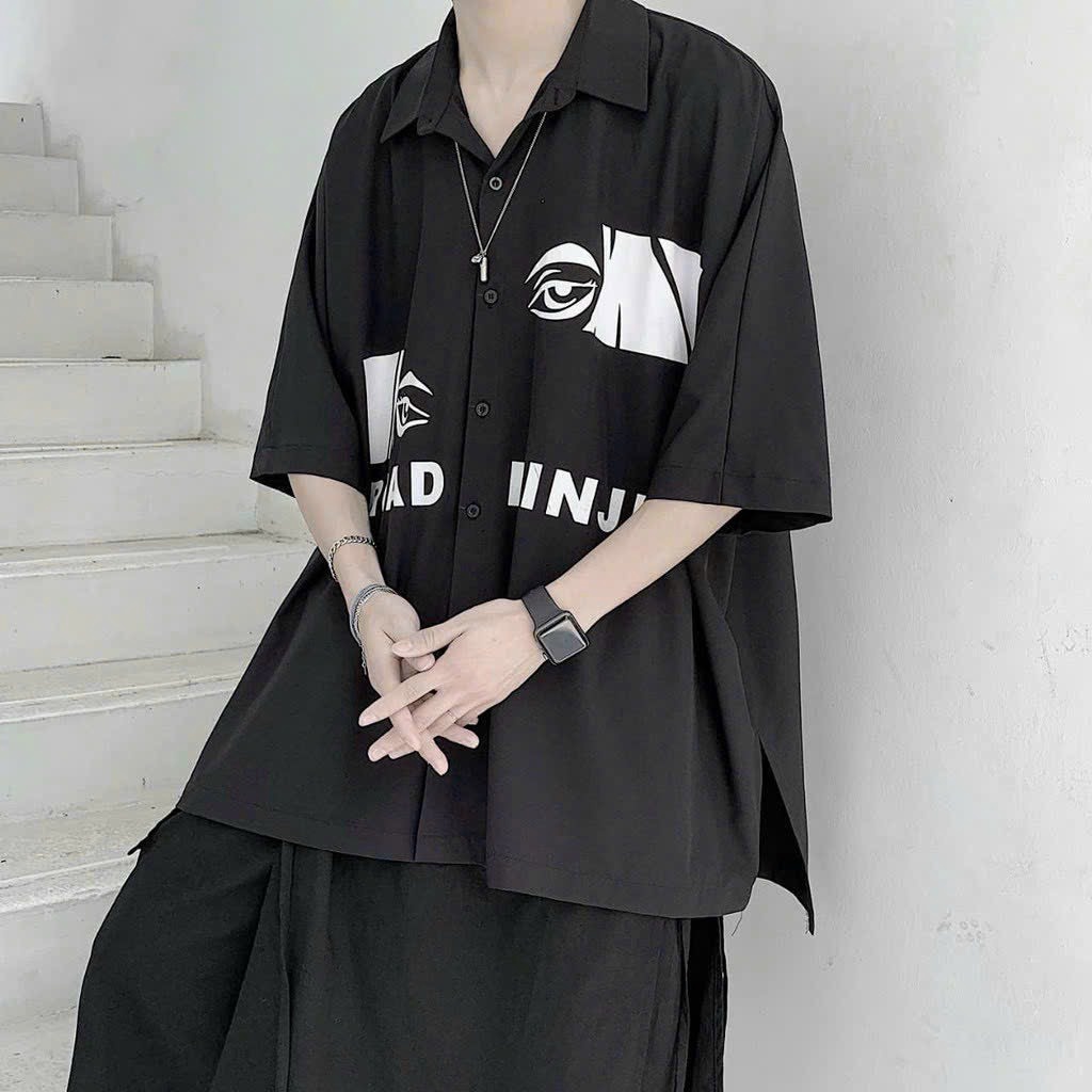 Áo Sơ Mi Nam Nữ Phối Dáng Kiểu Hàn Quốc Hình In Đậm Nét Phong Cách Form Rộng Siêu Ngầu Hàng Hot Trend-htm Fashion