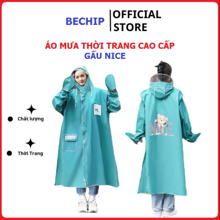 Áo Mưa Gấu Nice Thời Trang Cao Cấp Có Kính Bảo Vệ Ctb324 - Bechip