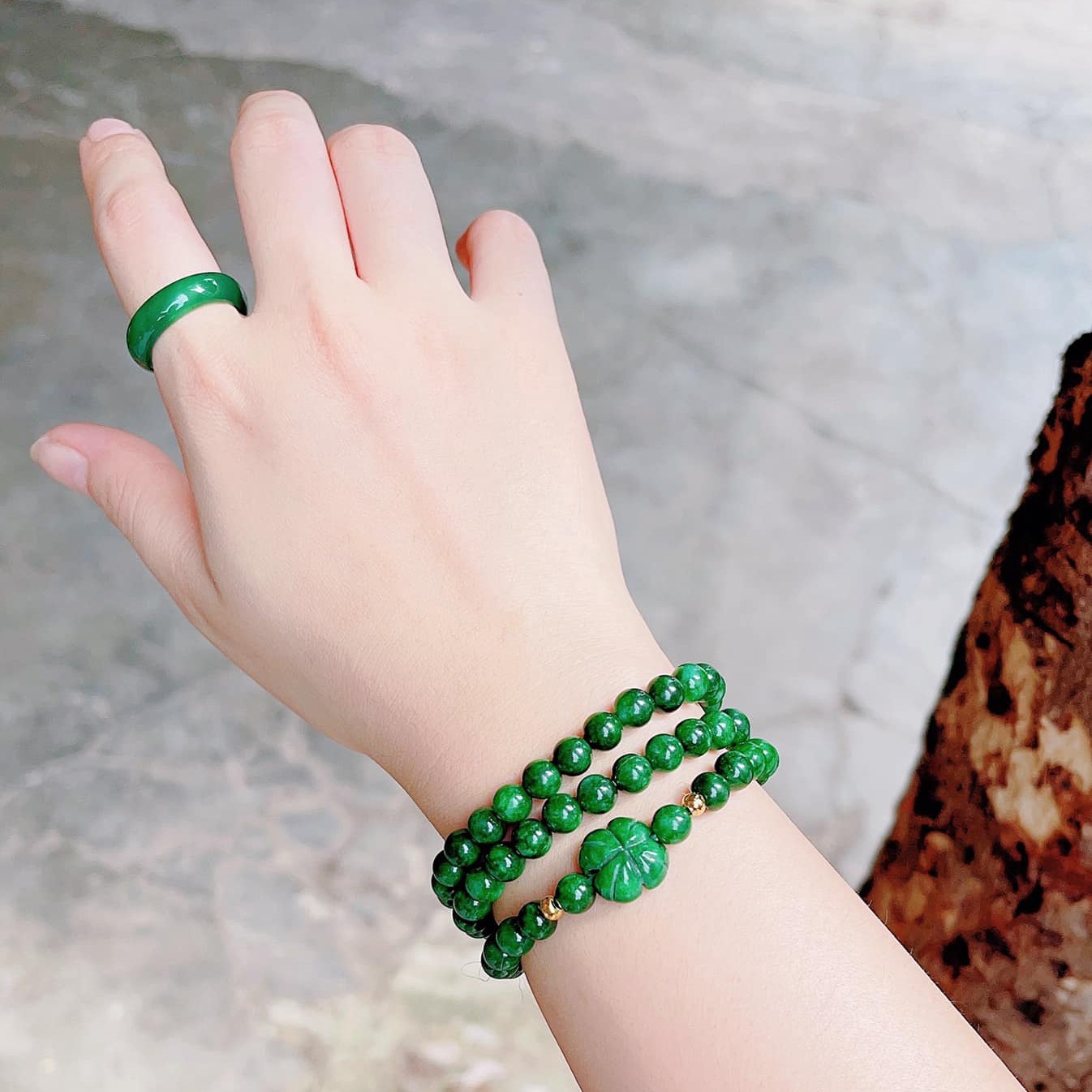 Bộ Trang Sức Charm Ngọc Cẩm Thạch Thiên Nhiên Cuấn Ba - Thắng Giang