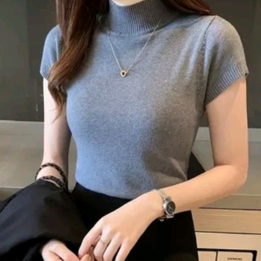 Áo Len Nữ Cộc Tay Quảng Châu Màu Trơn Freesize Nhiều Màu - Shop Mẹ Bống