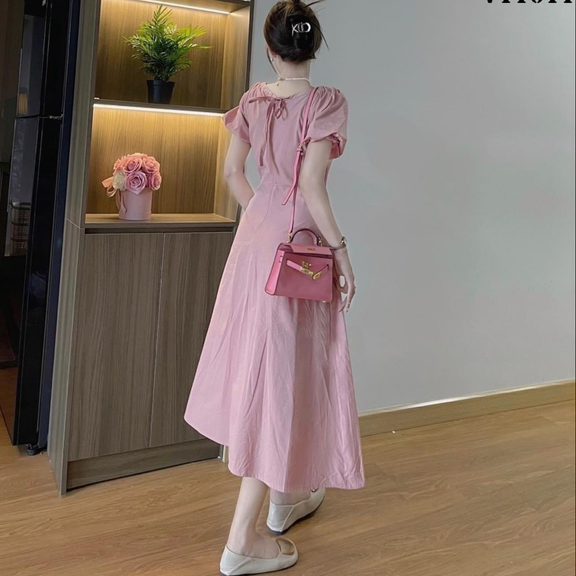 Đầm Váy Nữ Lụa Cổ Tim Tay Phồng Bt617 - Nana House