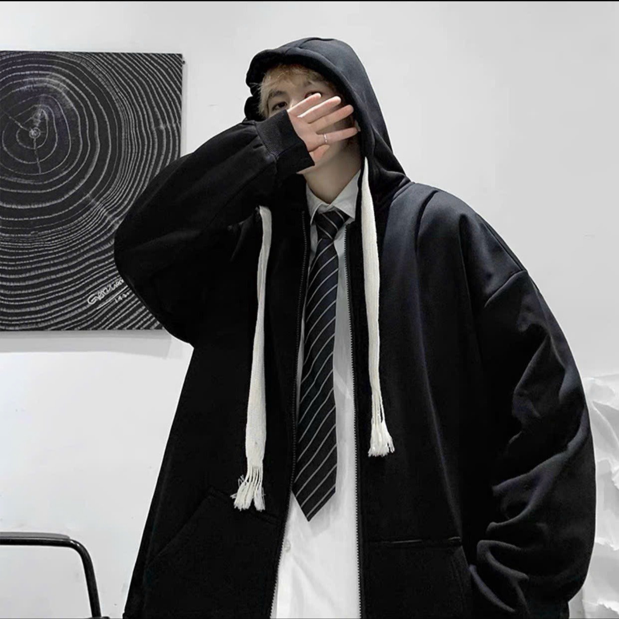Alternative view of Áo Khoác Nỉ Nam Nữ Form Rộng Cánh Tay Phong Cách Hàn Quốc Chất Vải Mát Mẻ Hàng Hot Trend-htm Fashion