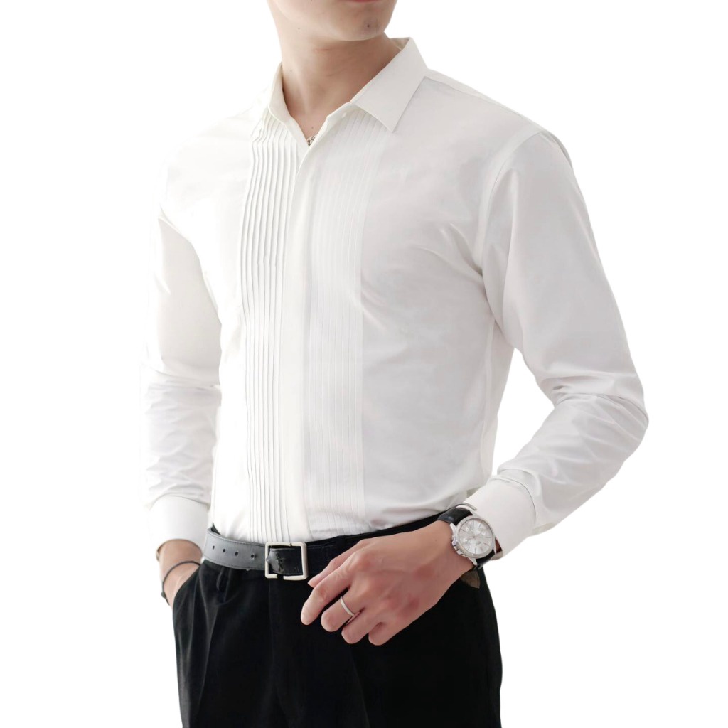 Alternative view of Áo Sơ Mi Nam Trắng Xếp Ly Tuto5 Menswear Vr05 - Sơ Mi Công Sở Dài Tay Cotton Chống Nhăn Cao Cấp - Tuto5