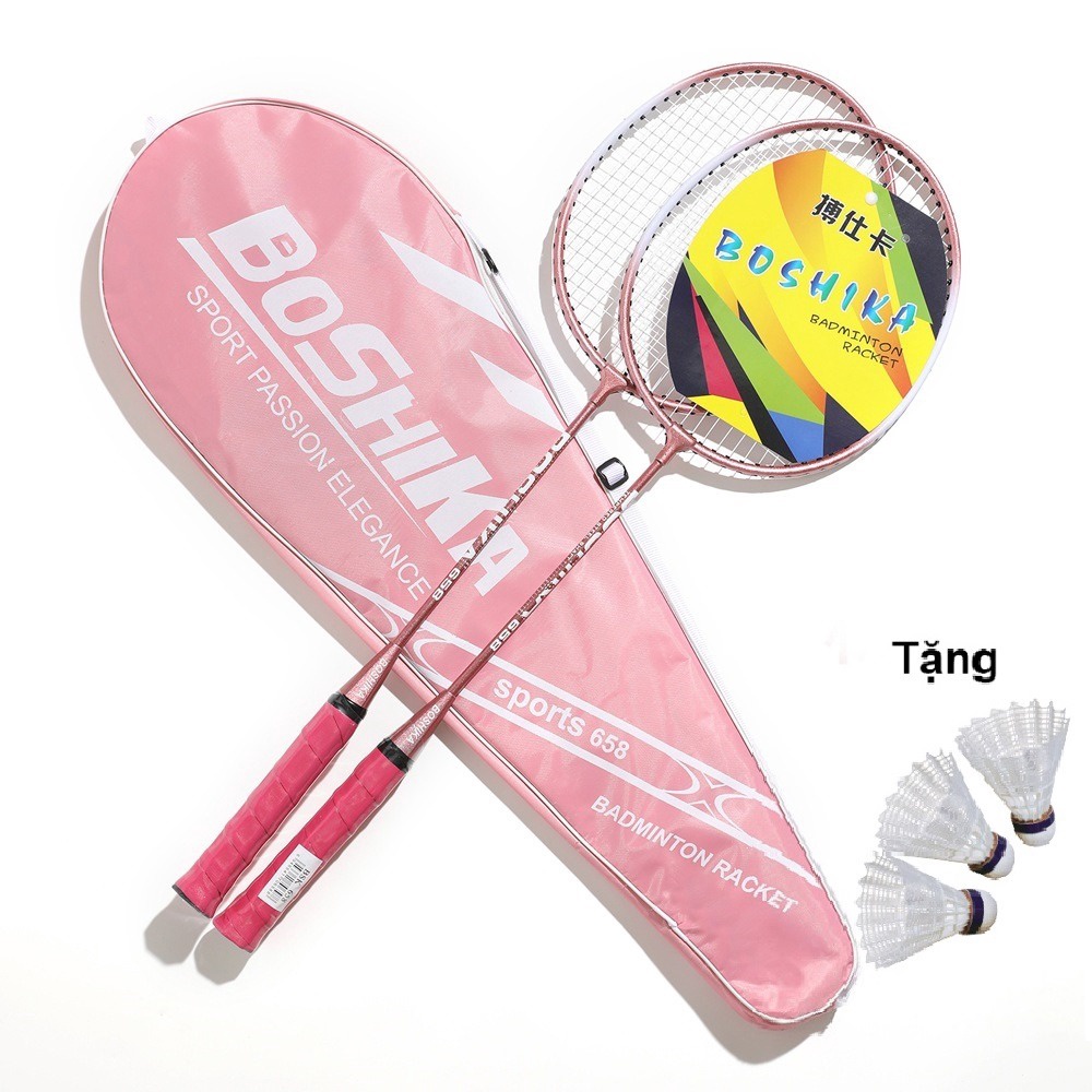 Bộ 2 Chiếc Vợt Cầu Lông Boshika 658 Chất Lượng Cao Tặng Kèm 3 Quả Cầu, Bộ Vợt Cầu Lông Boshika, Vợt Cầu Lông Siêu Nhẹ - Cheap&good