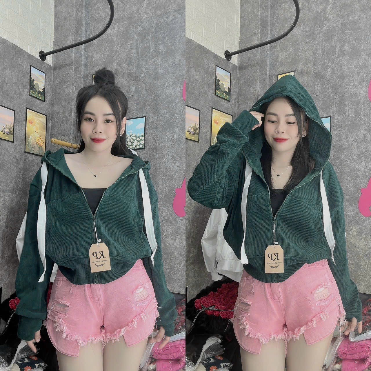 Alternative view of Áo Khoác Nữ Phối Dáng Form Rộng Siêu Đệp Với Chất Vải Thun Gân Bao Mềm Mịn Mát Mẻ Áo Có Nón Tiện Lợi Hàng Hot Trend-htm Fashion