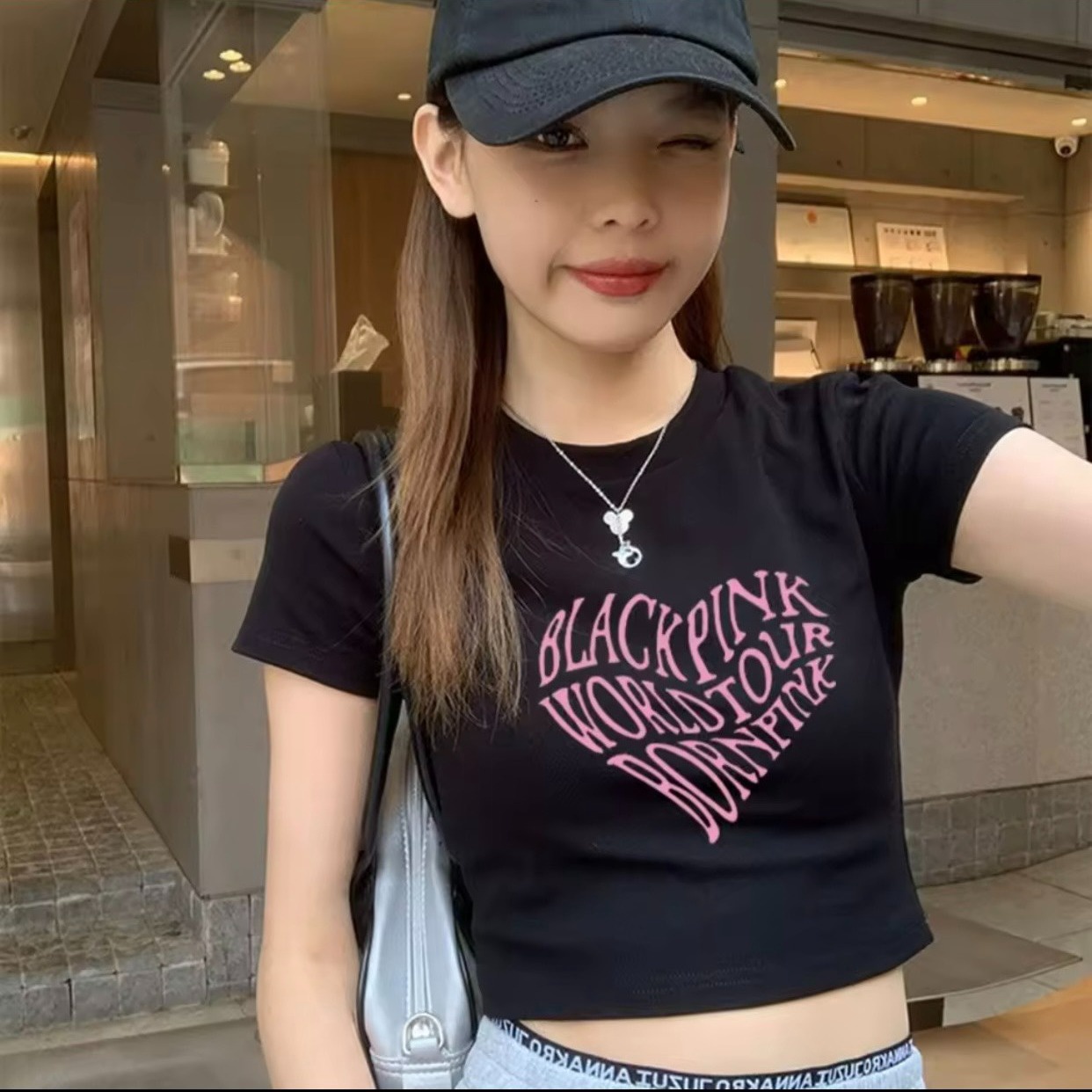 Áo Croptop Blackpink Tay Ngắn Cổ Tròn Ôm Body Sa348 - Sam Store