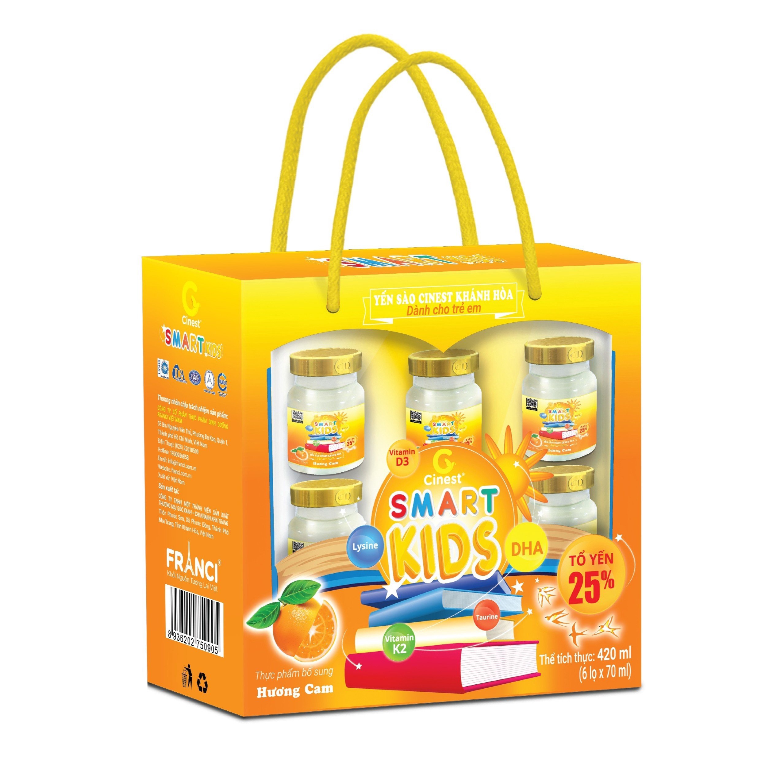 Lốc Cinest 25% Kid Smart Hương Cam - Franci