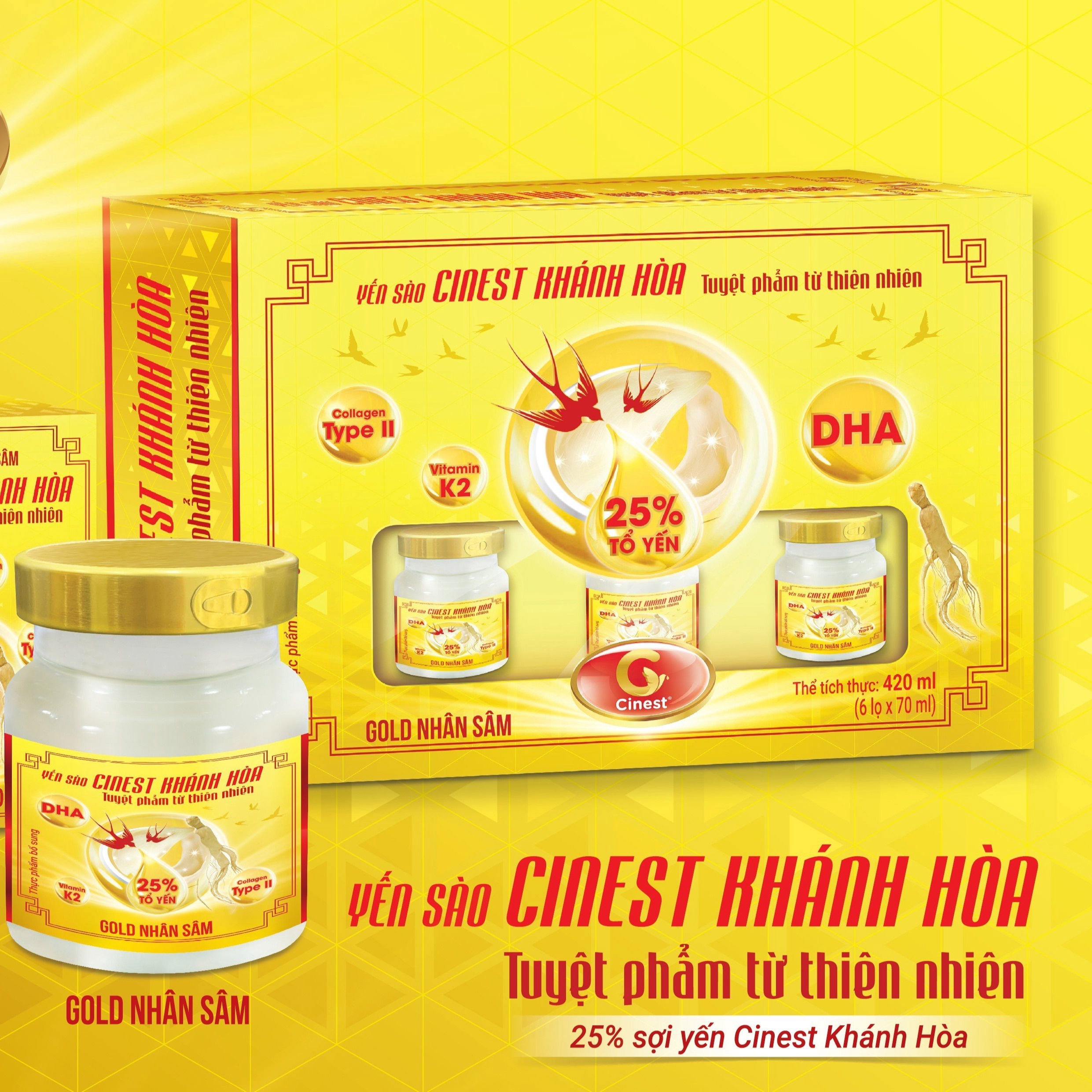 Alternative view of (hộp) Yến Sào Cinest 25% Gold Nhân Sâm - Franci