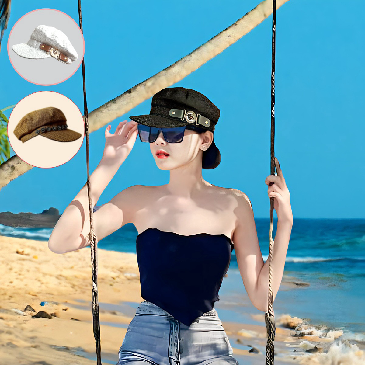 Mũ Bucket Phong Cách Retro Phối Đính Đá Thời Trang Hót Hè 2023