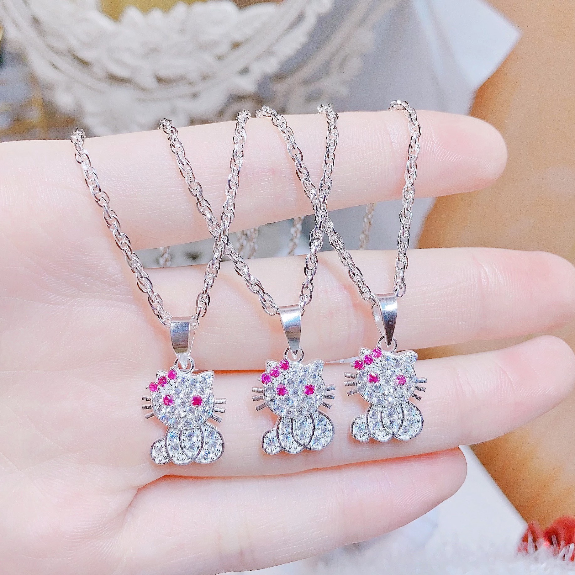 Alternative view of Dây Chuyền Mặt Mèo Bạc Ta Cao Cấp Cho Bé - Thắng Giang