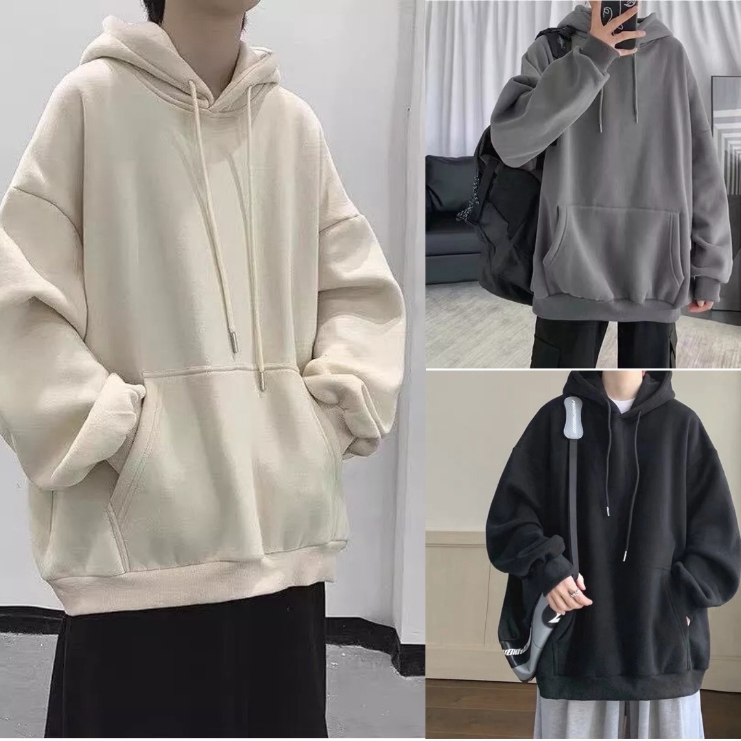 Áo Hoodie Trơn Nam Nữ Có Dây Kéo Bé