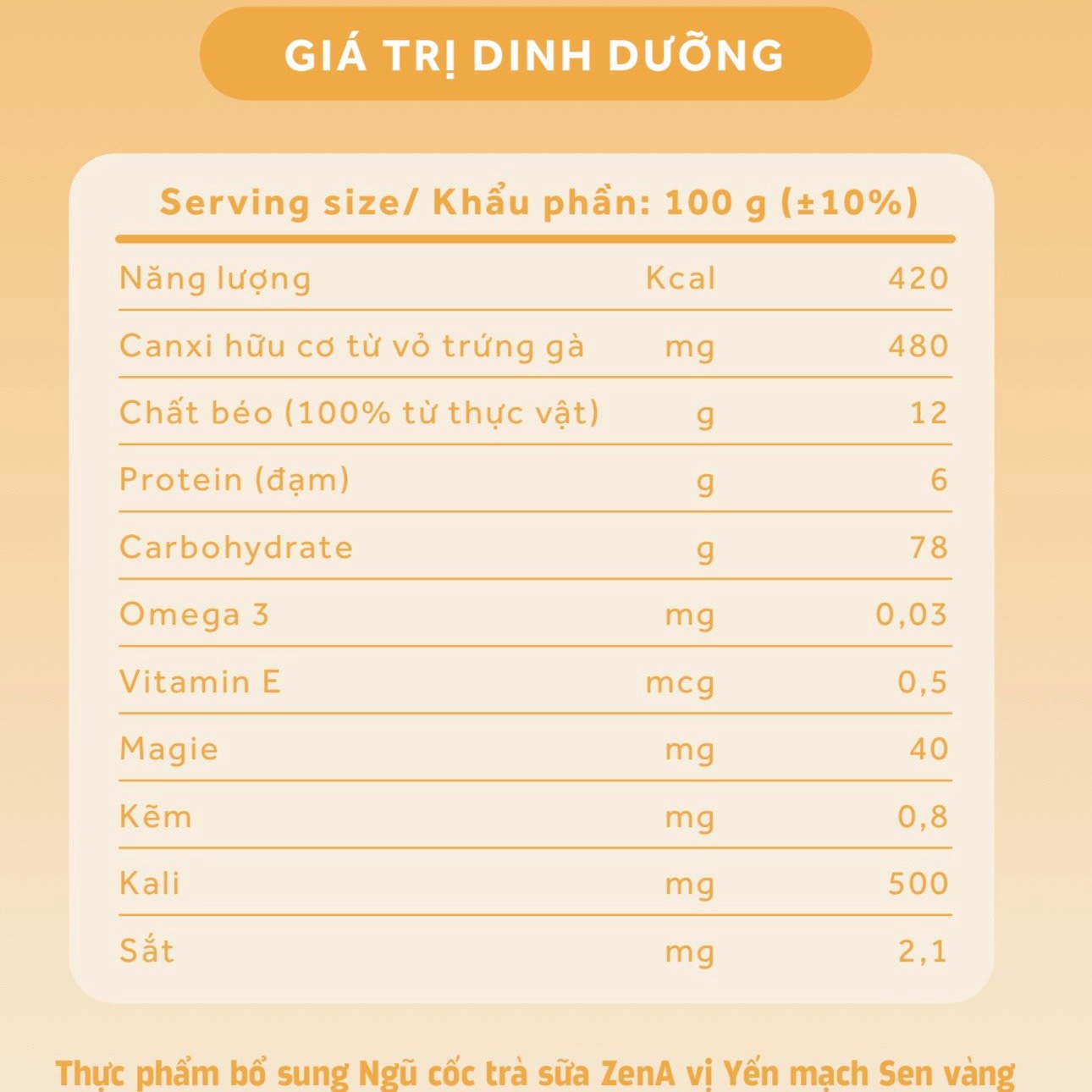Alternative view of Ngũ Cốc Trà Sữa Vị Yến Mạch Sen Vàng Hộp 500g_ Zena