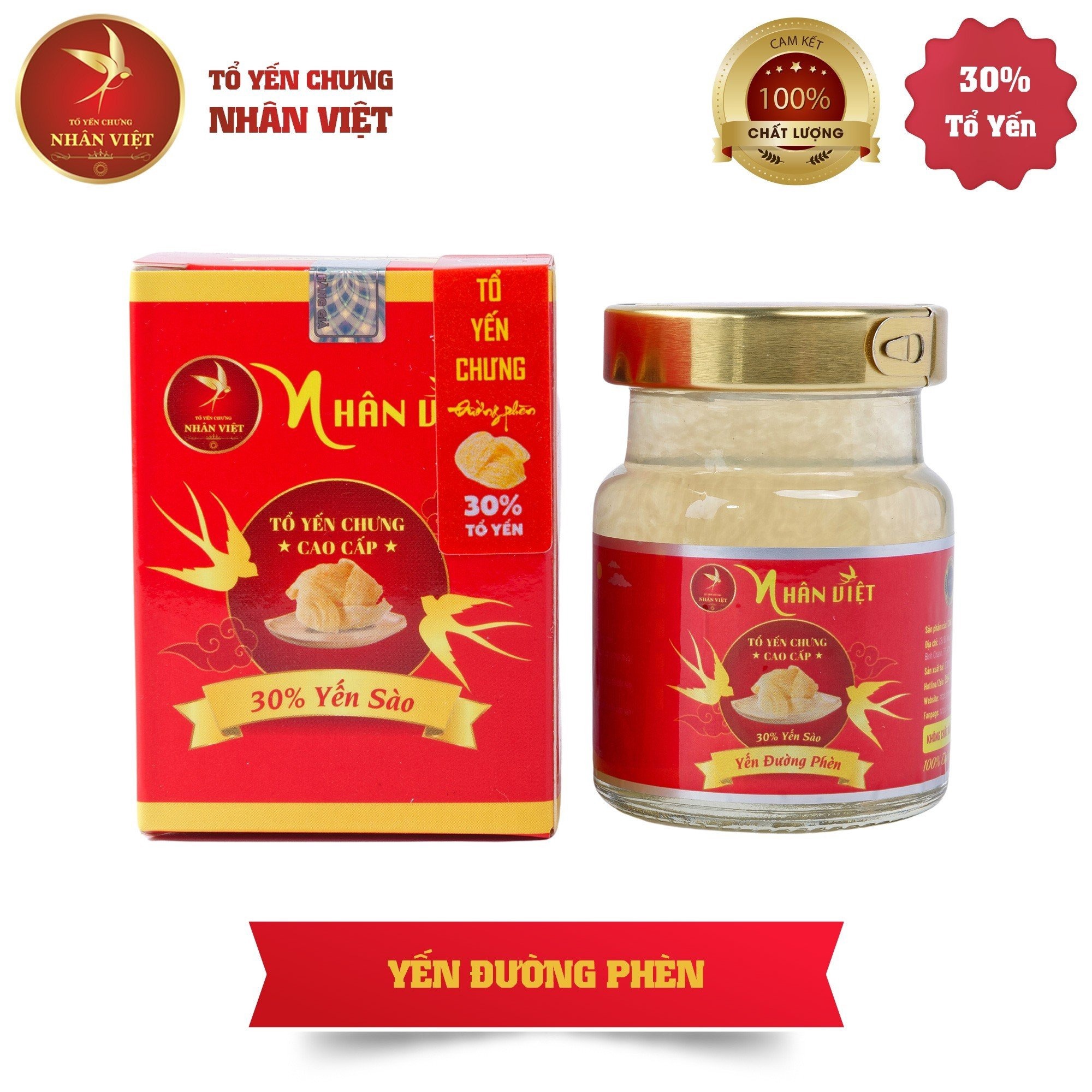 [7 Hũ Tặng 1] Yến Sào 30% Yến Chưng Đường Phèn Nhân Việt Hũ 70ml - Nhân Việt