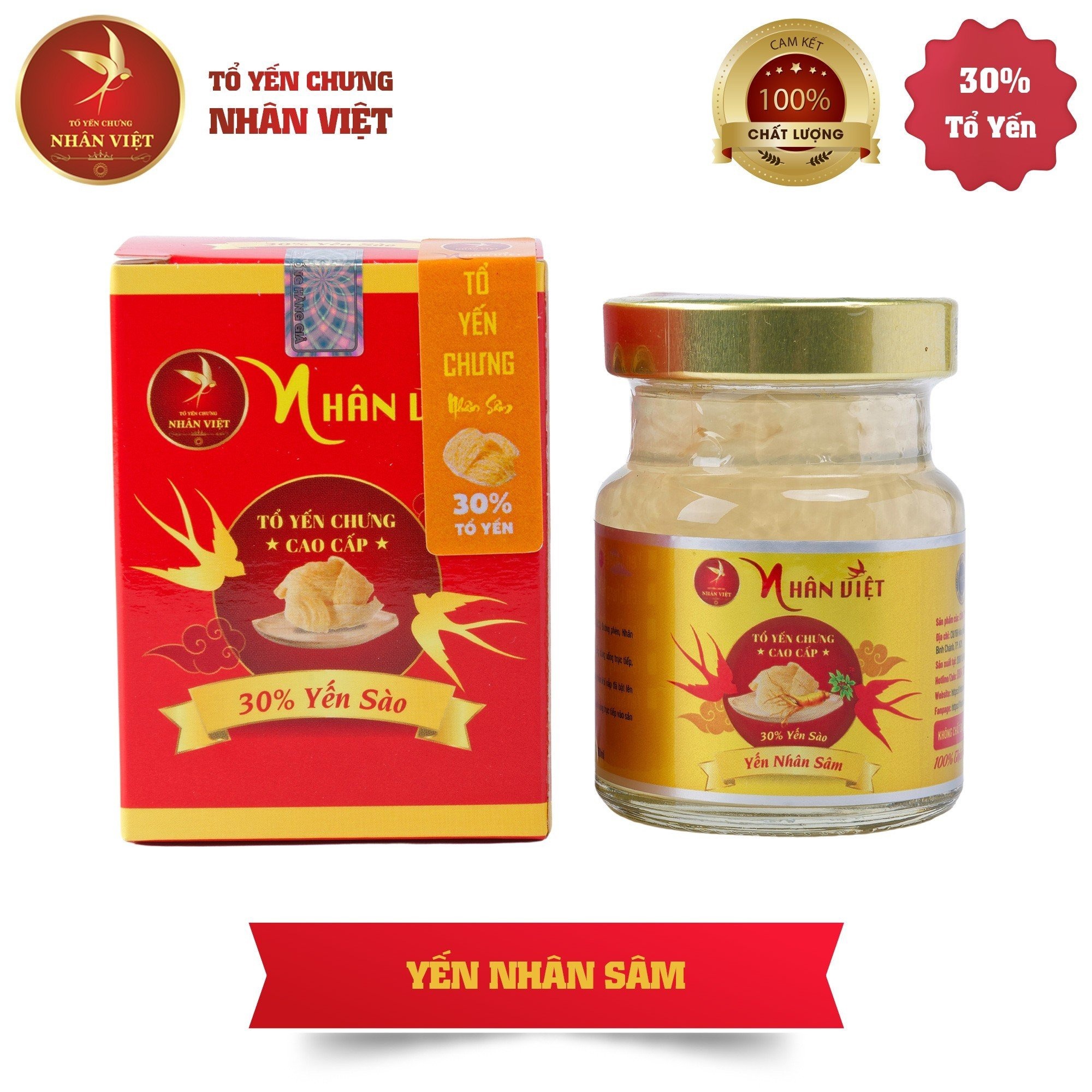 [7 Hũ Tặng 1] Yến Sào 30% Yến Chưng Nhân Sâm Nhân Việt Hũ 70ml - Nhân Việt