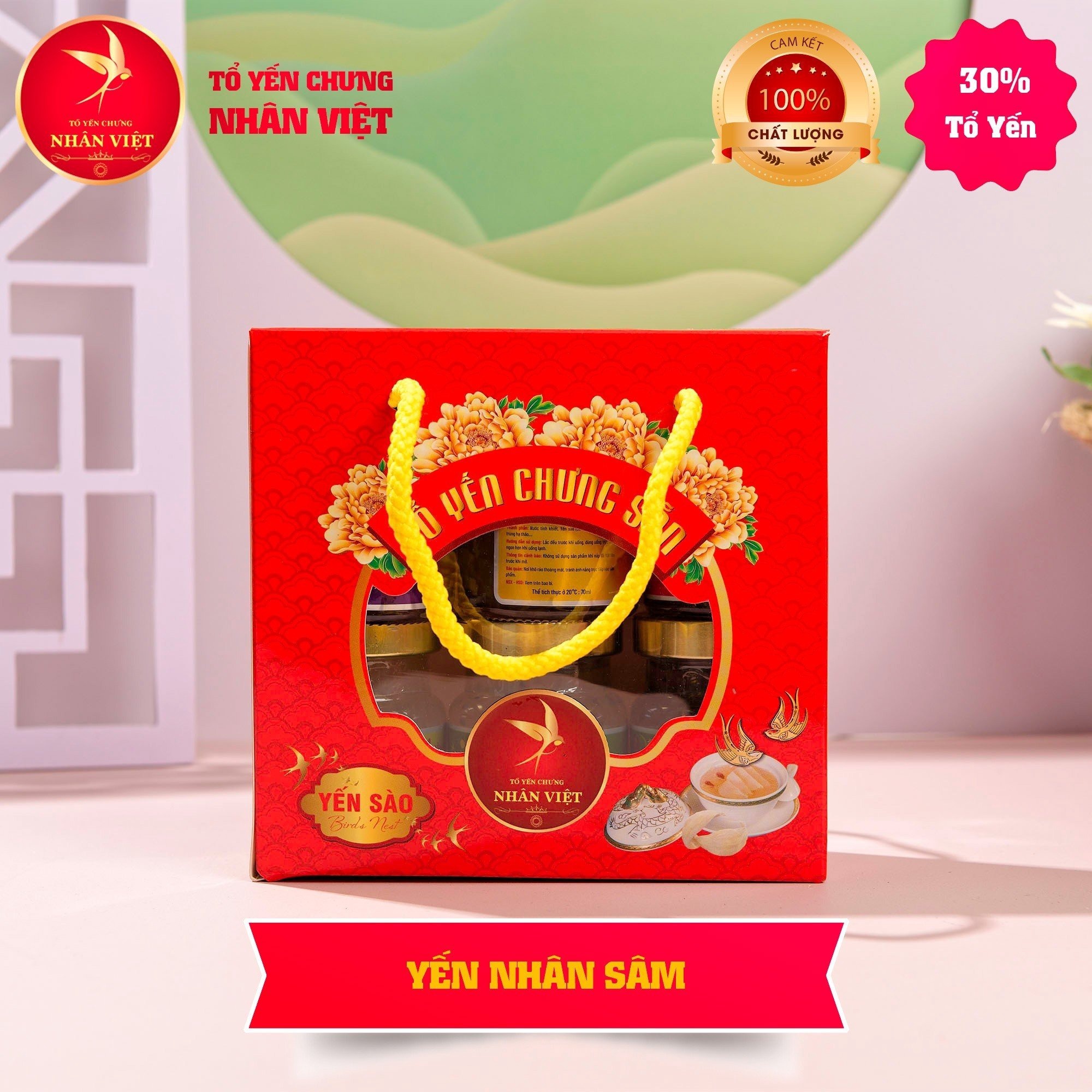 [2 Lốc Tặng 1 Hũ] Lốc 6 Hũ Yến 30% Yến Sào Chưng Nhân Sâm Nhân Việt - Nhân Việt