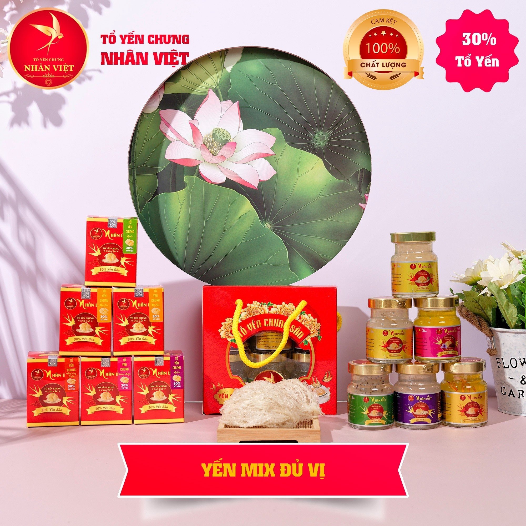 [2 Lốc Tặng 1 Hũ] Lốc 6 Hũ Yến 30% Yến Sào Chưng Mix Đủ Vị Nhân Việt - Nhân Việt