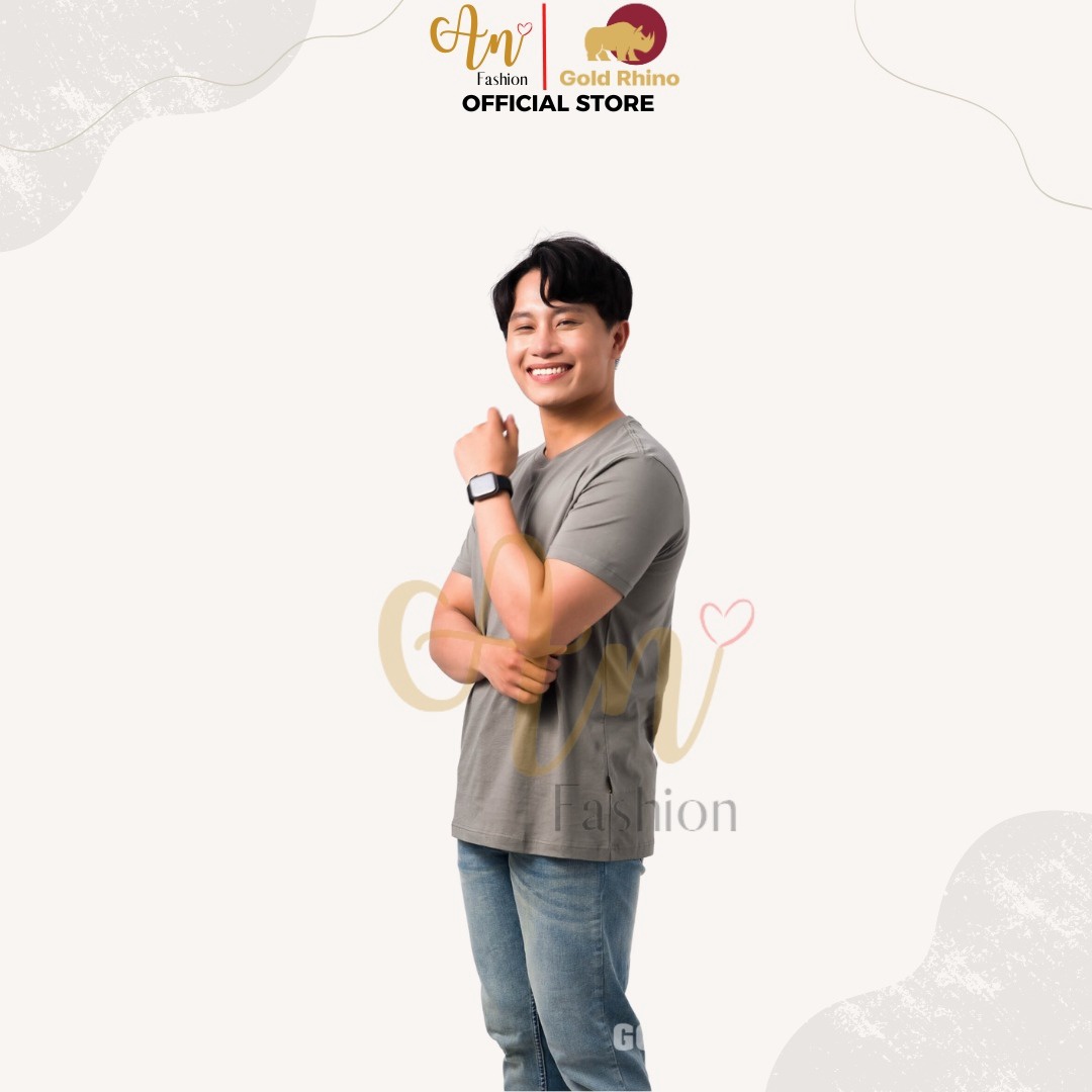 Alternative view of Áo Thun Nam Cổ Tròn Màu Olive 100% Cotton Cao Cấp - Gold Rhino
