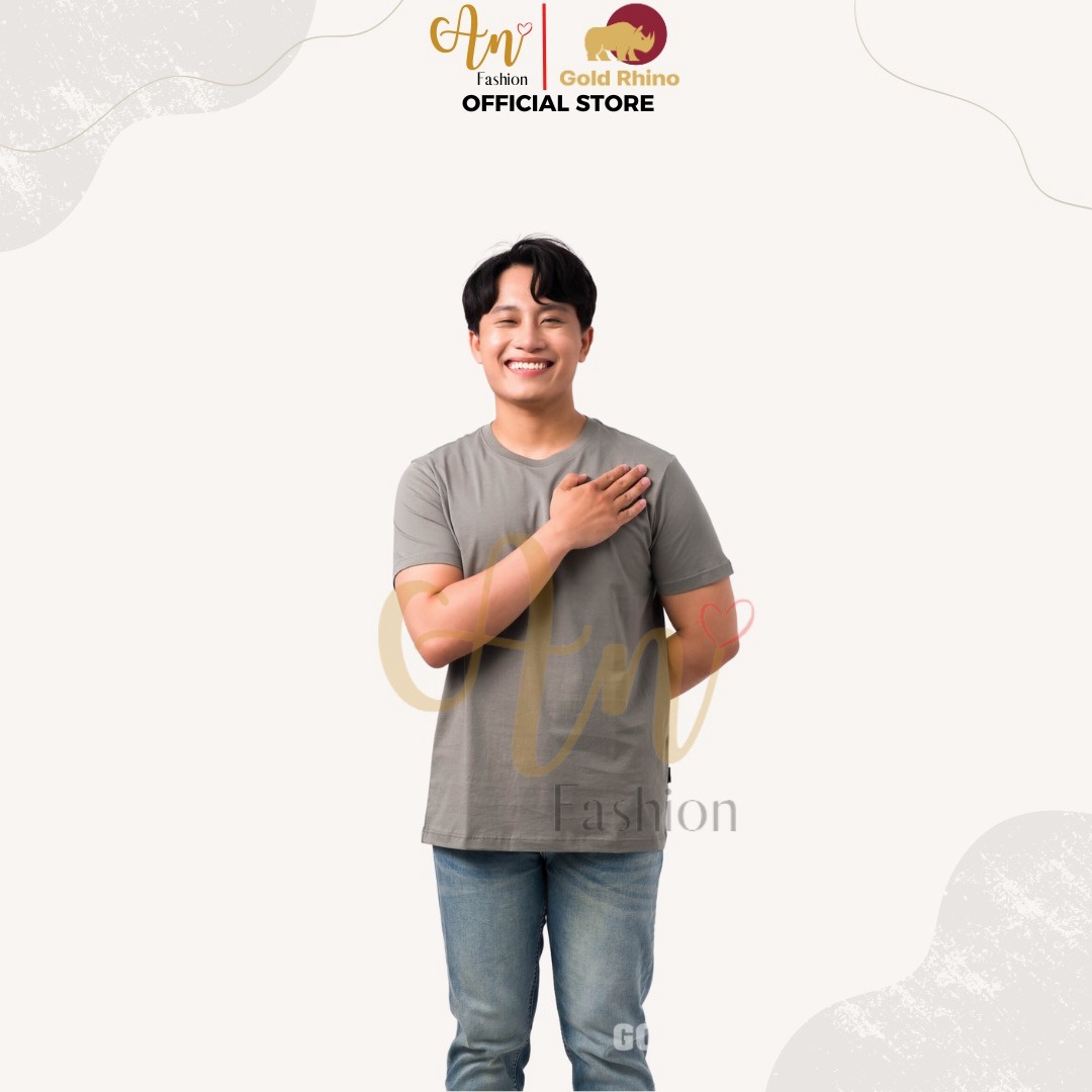 Áo Thun Nam Cổ Tròn Màu Olive 100% Cotton Cao Cấp - Gold Rhino