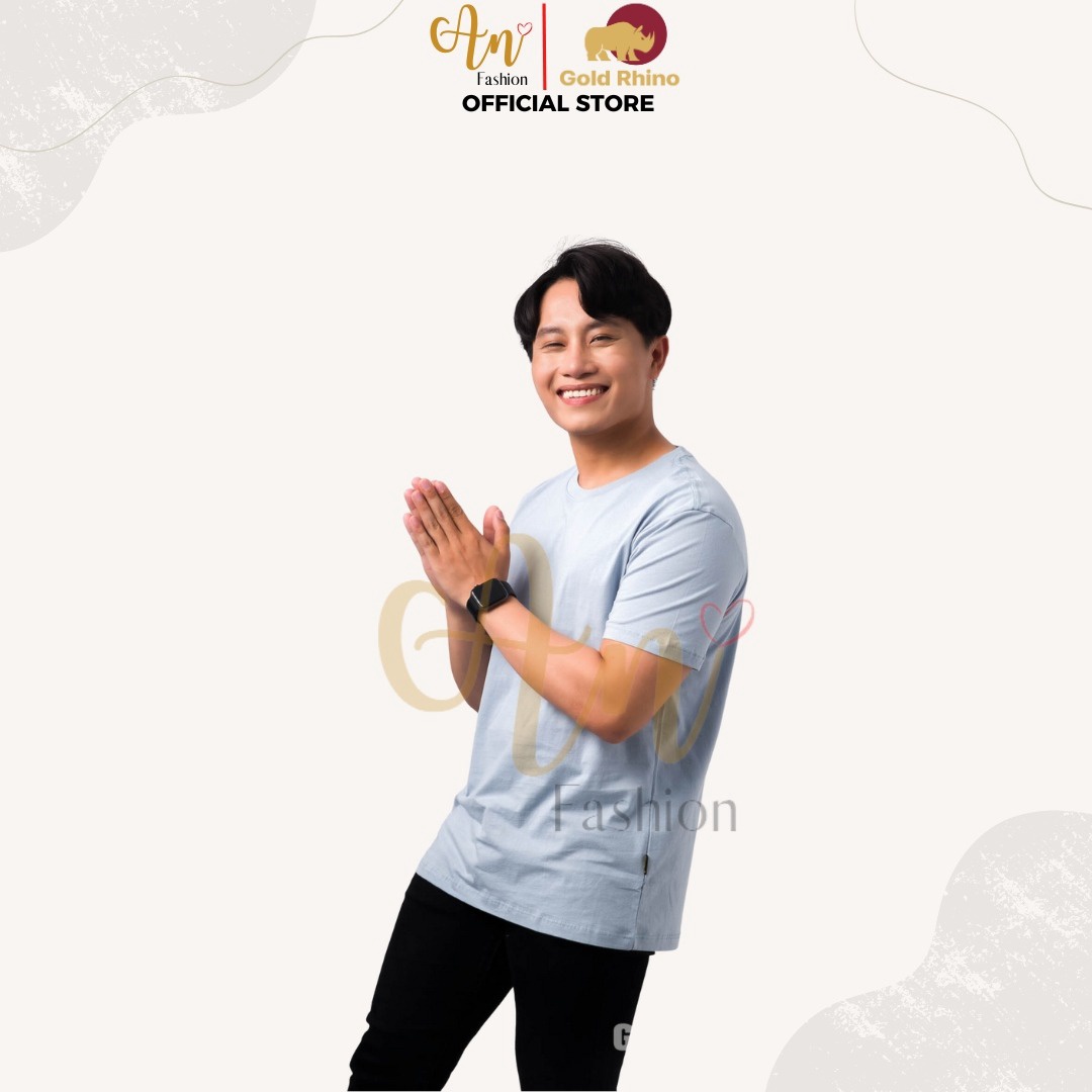 Alternative view of Áo Thun Nam Cổ Tròn Màu Khói 100% Cotton Cao Cấp - Gold Rhino