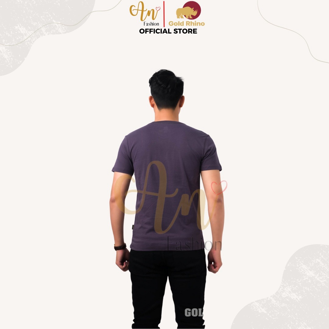 Alternative view of Áo Thun Nam Cổ Tròn Màu Than Chì 100% Cotton Cao Cấp - Gold Rhino