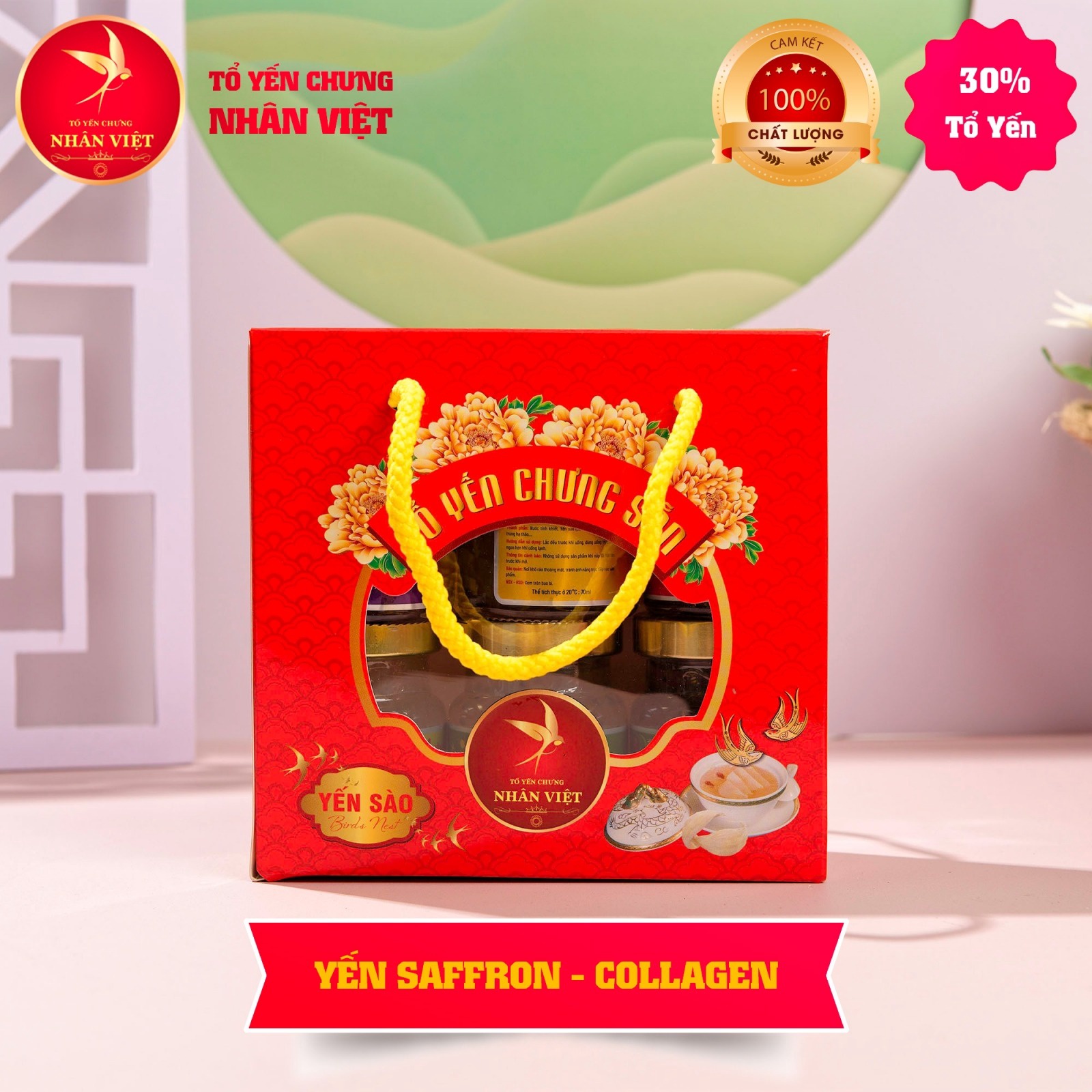 [2 Lốc Tặng 1 Hũ] Lốc 6 Hũ Yến 30% Yến Saffron Collagen Nhân Việt Hũ 70ml - Nhân Việt