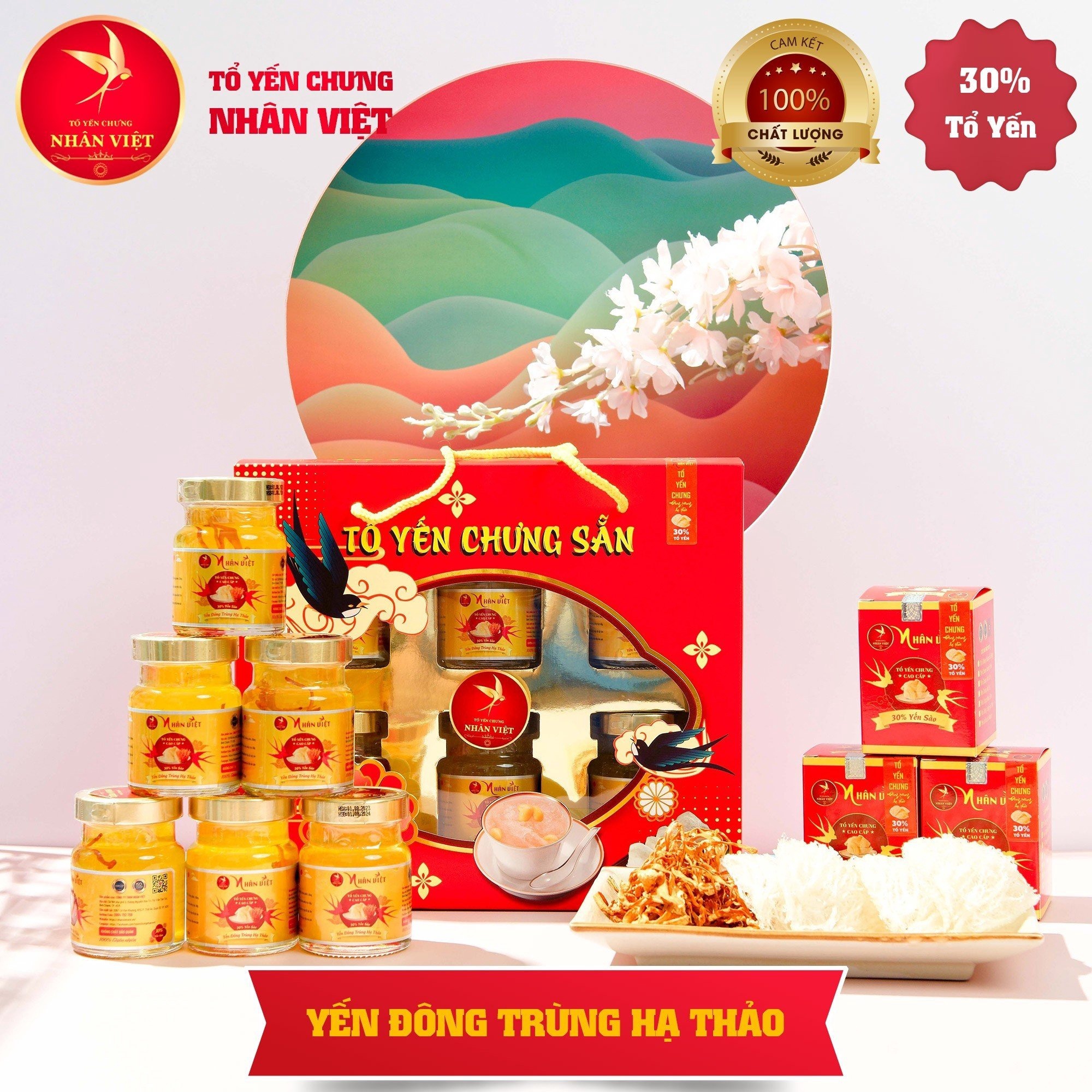 Lốc 6 Hũ Yến Sào 30% Yến Chưng Đông Trùng Hạ Thảo Nhân Việt Hũ 70ml - Nhân Việt
