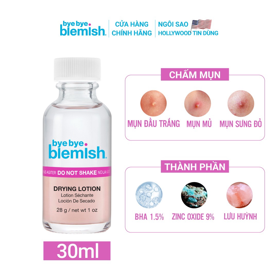 Lotion Chấm Mụn Giảm Mụn Nhanh Sau 1 Đêm Cho Mụn Đầu Trắng Original Drying Lotion 30ml - Bye Bye Blemish