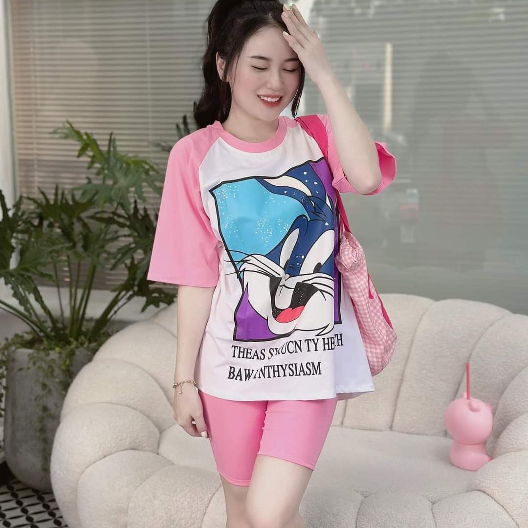 Alternative view of Set Đồ Bộ Chất Thun Nhật Free Size Dưới 60kg Hình Thỏ Theas - Shop Mẹ Bống