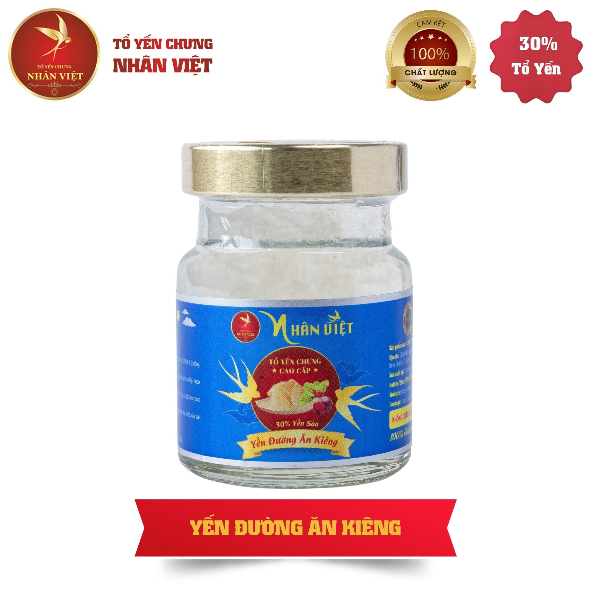 Alternative view of [10 Hũ Tặng 1] Yến Sào 30% Yến Chưng Đường Kiêng Nhân Việt Hũ 70ml Mua 10 Tặng Thêm 1- Nhân Việt