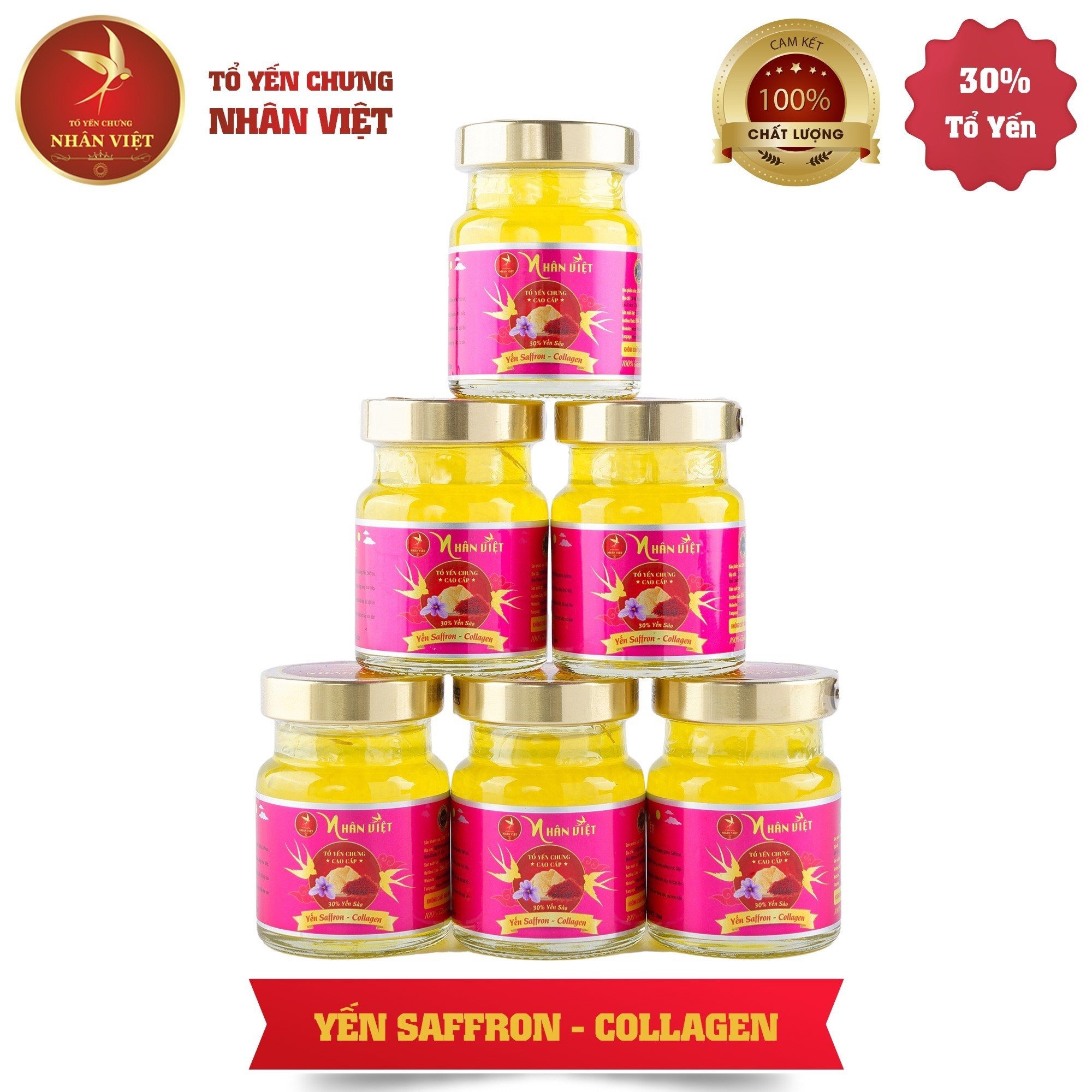 [10 Hũ Tặng 1 Hũ] Yến Sào 30% Yến Chưng Saffron Collagen Nhân Việt Hũ 70ml Mua 10 Hũ Tặng 1 Hũ - Nhân Việt
