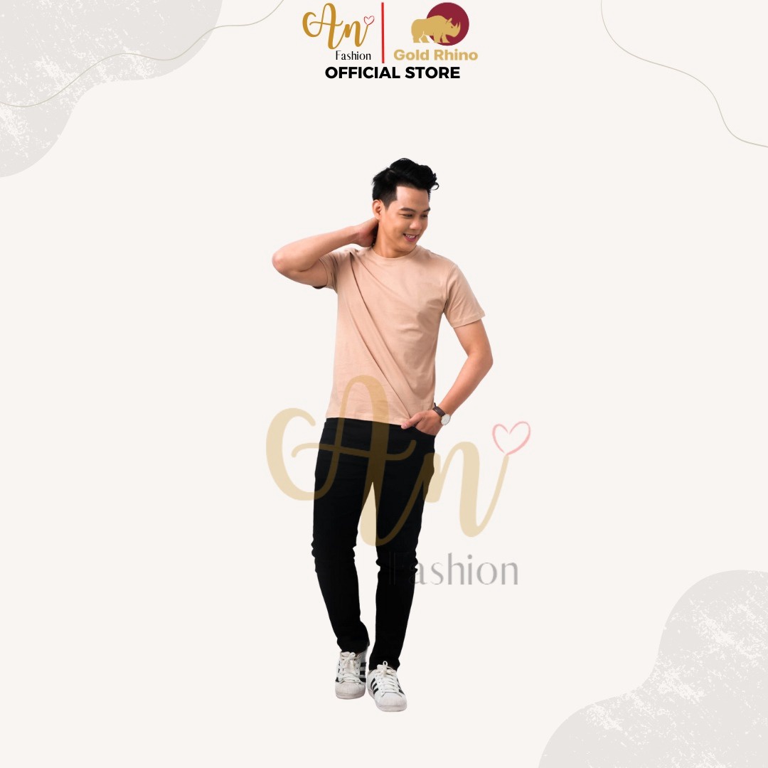 Alternative view of Áo Thun Nam Cổ Tròn Màu Beige 100% Cotton Cao Cấp - Gold Rhino