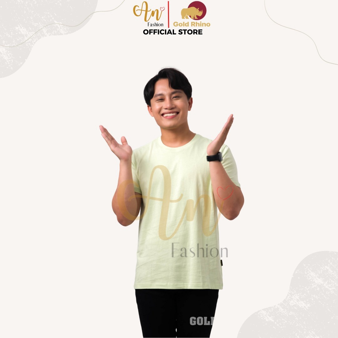 Áo Thun Nam Cổ Tròn Màu Cốm Sữa 100% Cotton Cao Cấp - Gold Rhino