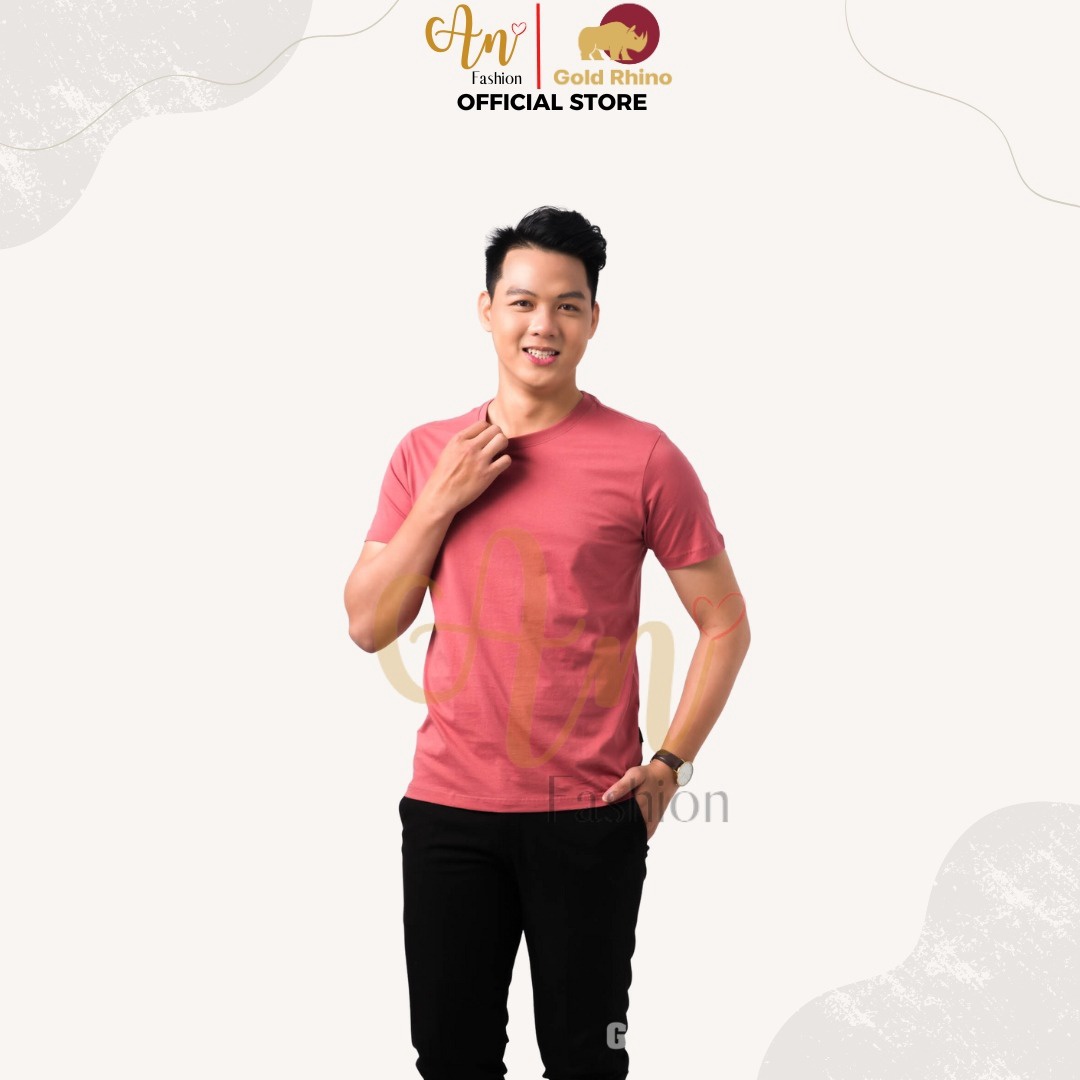 Áo Thun Nam Cổ Tròn Màu Đỏ Ngói 100% Cotton Cao Cấp - Gold Rhino