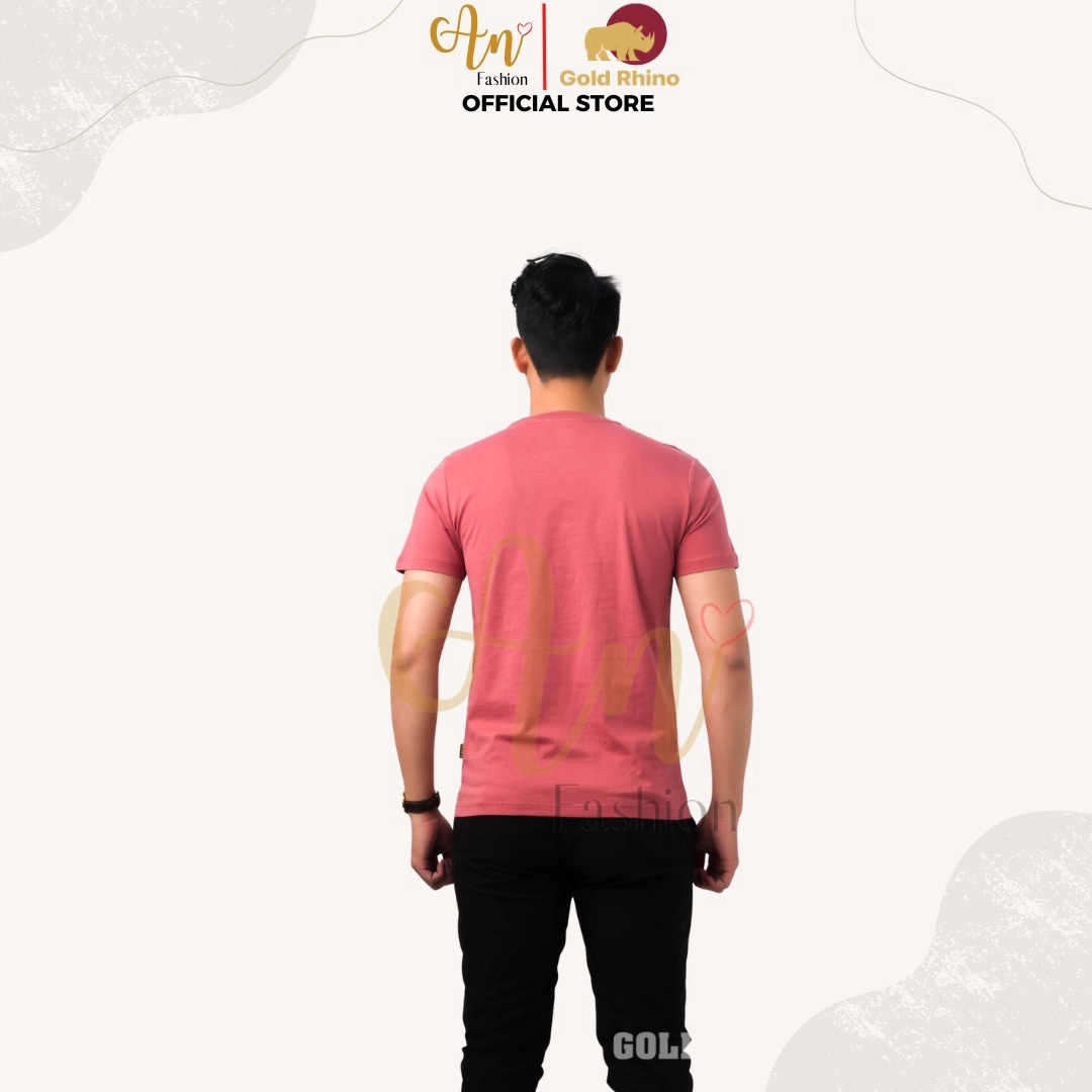 Alternative view of Áo Thun Nam Cổ Tròn Màu Đỏ Ngói 100% Cotton Cao Cấp - Gold Rhino