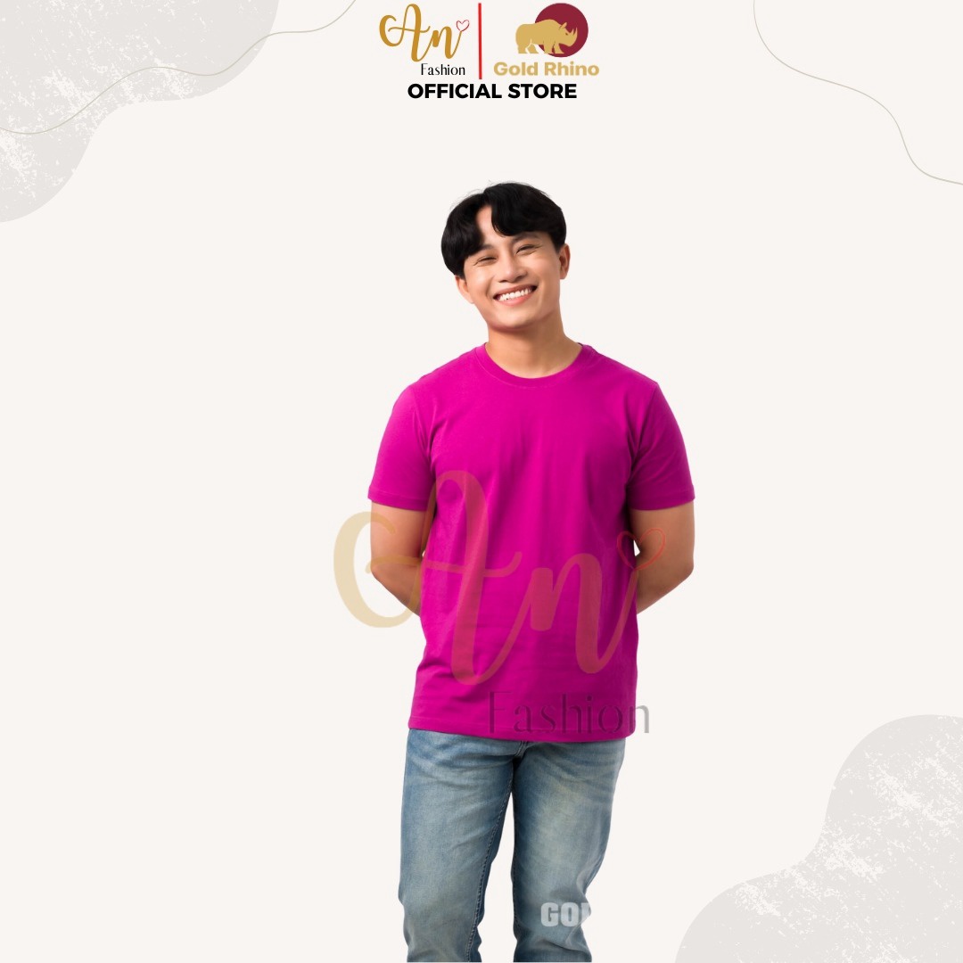 Alternative view of Áo Thun Nam Cổ Tròn Màu Hồng Lotus 100% Cotton Cao Cấp - Gold Rhino